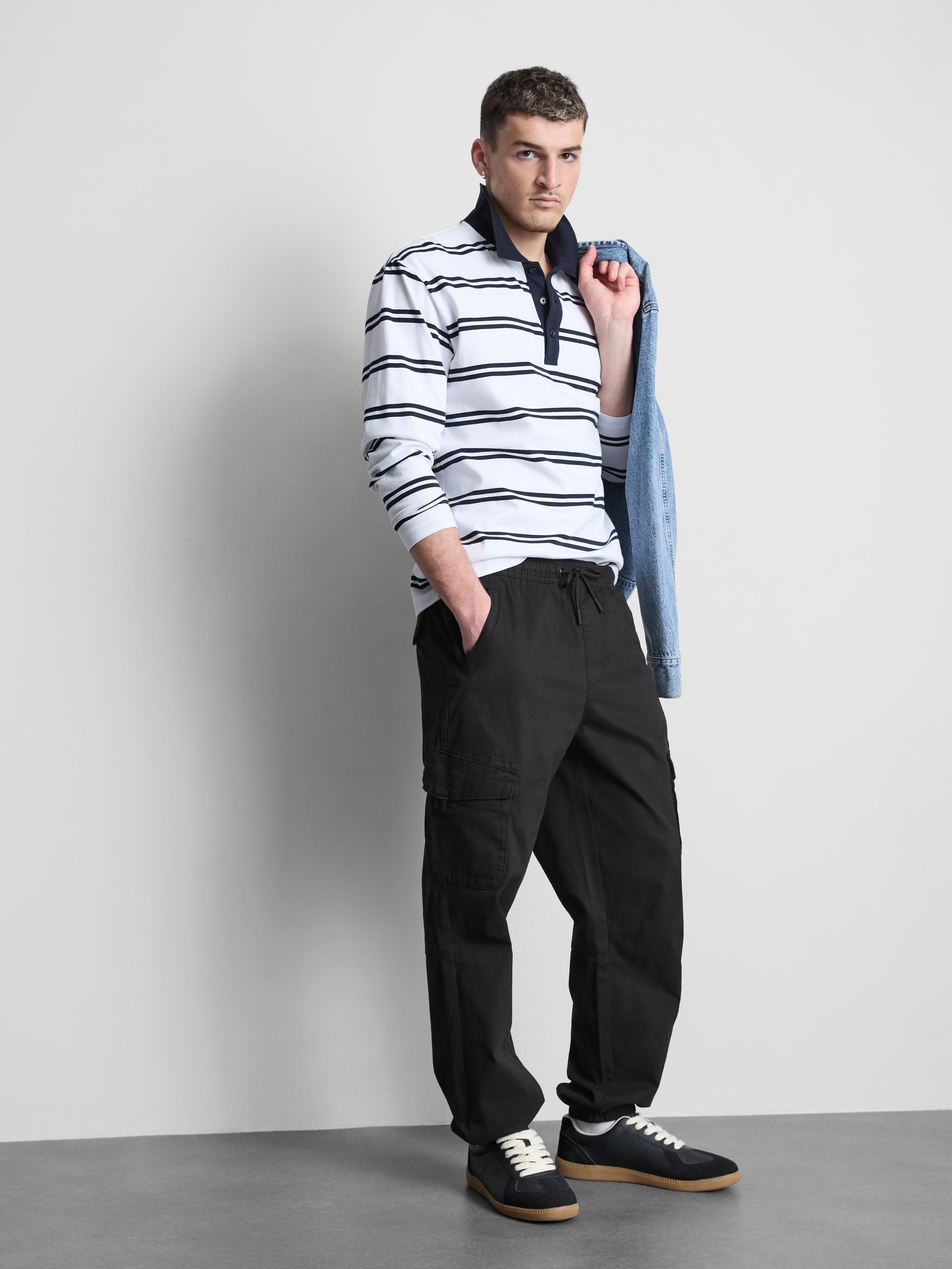 Cuffed Cargo Joggers - Black