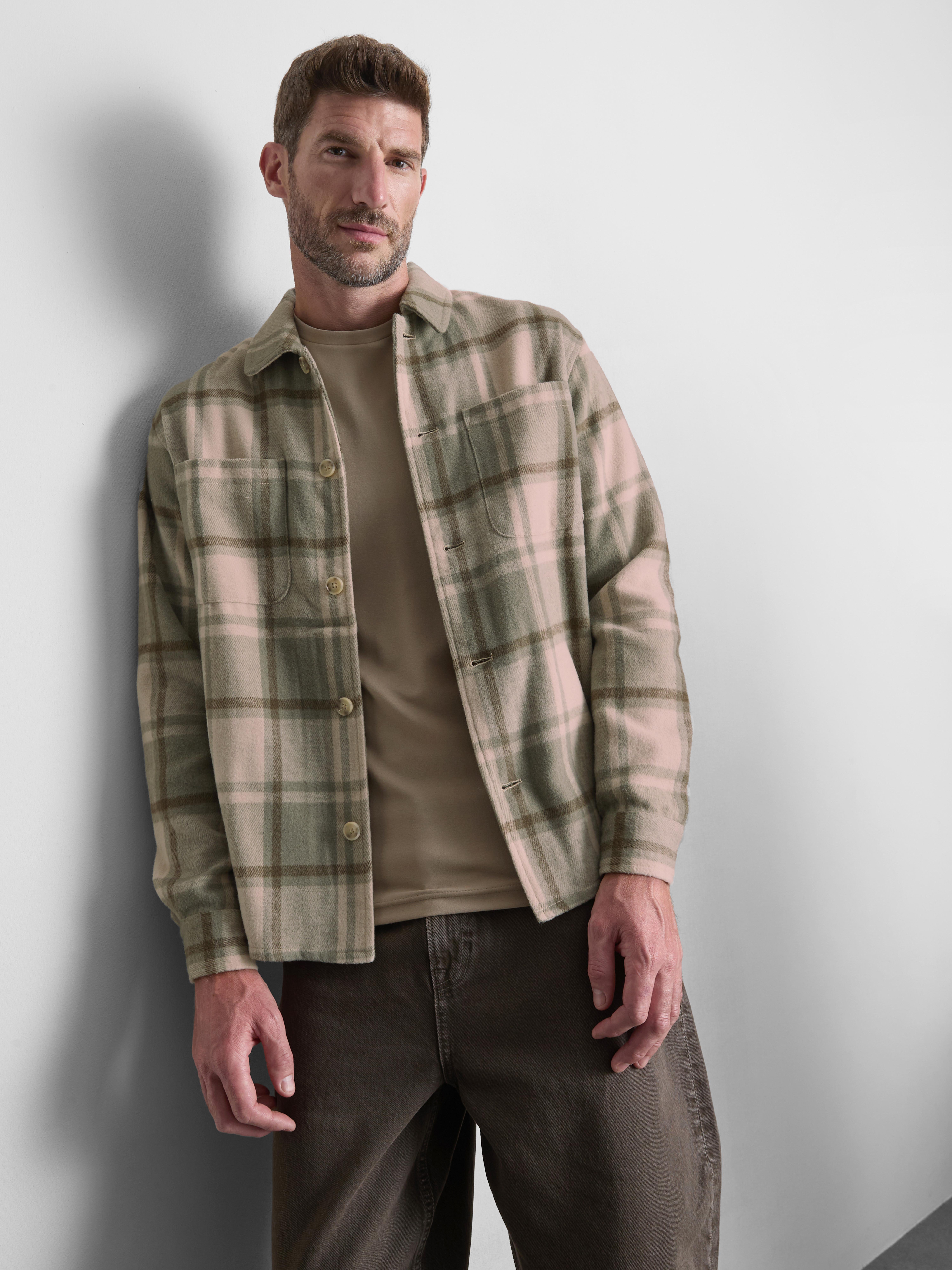 Check Button-Up Overshirt - Green