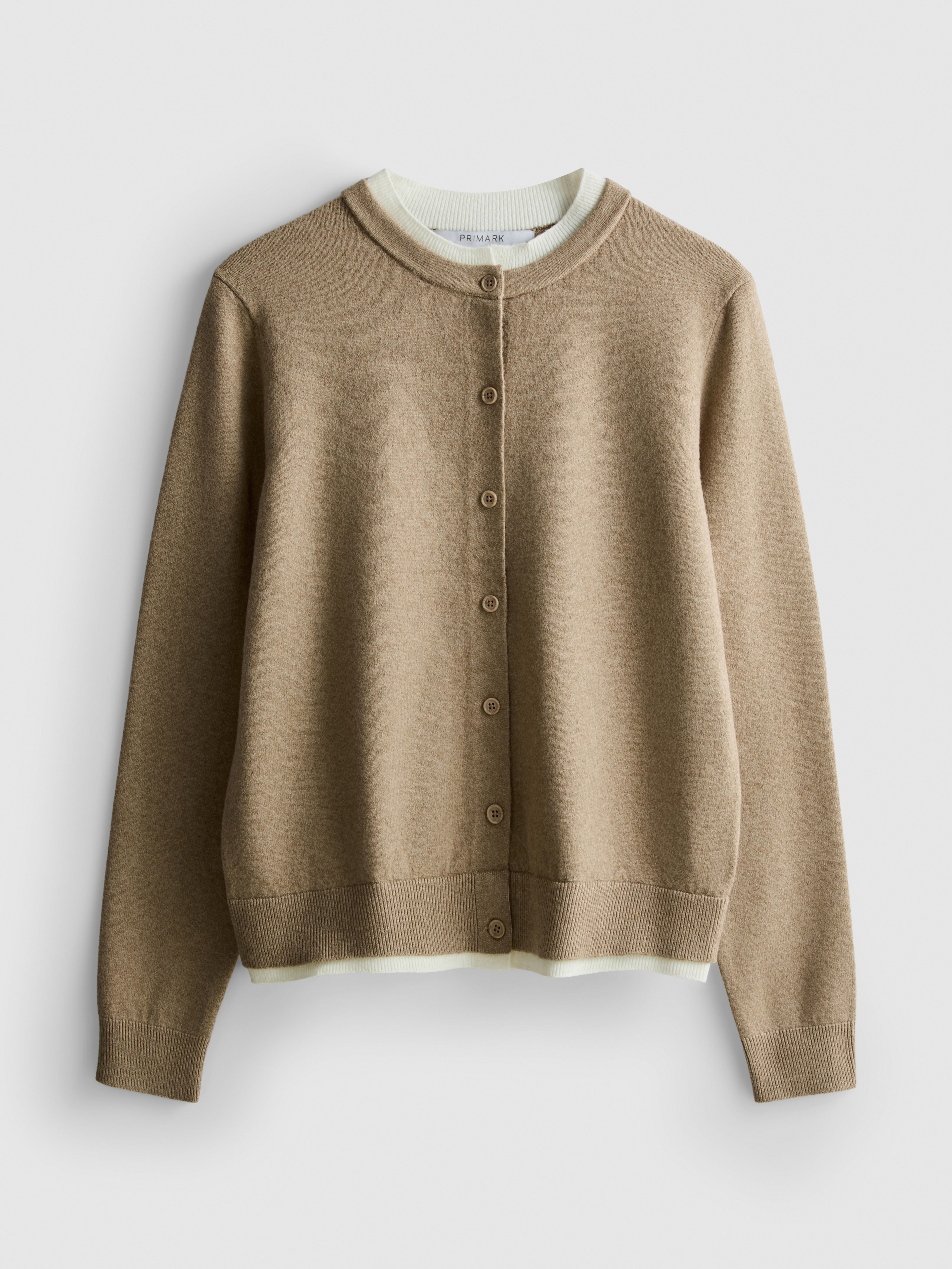 Knitted Double Layered Cardigan - Oatmeal