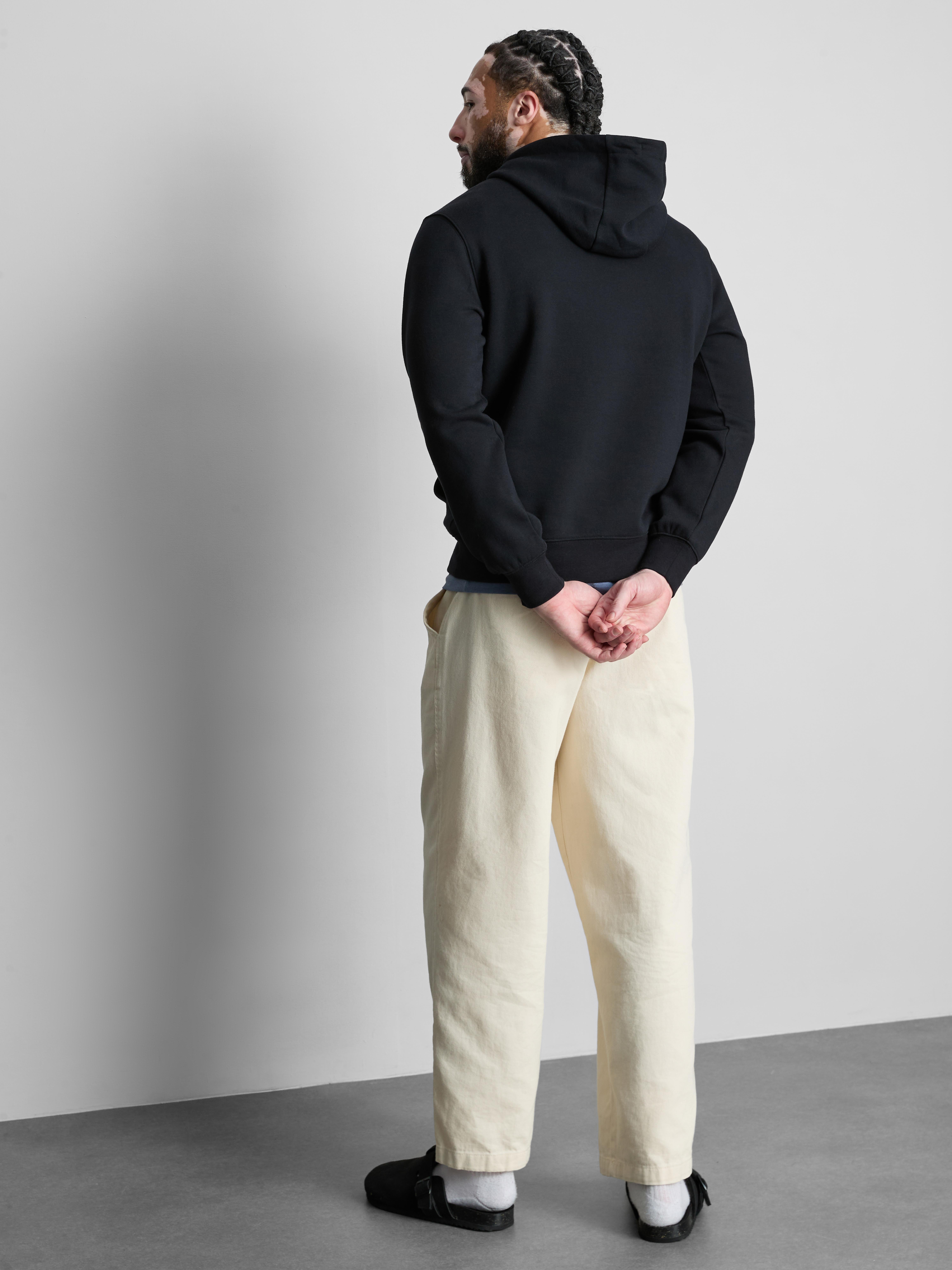 Cotton-Blend Pullover Hoodie - Black