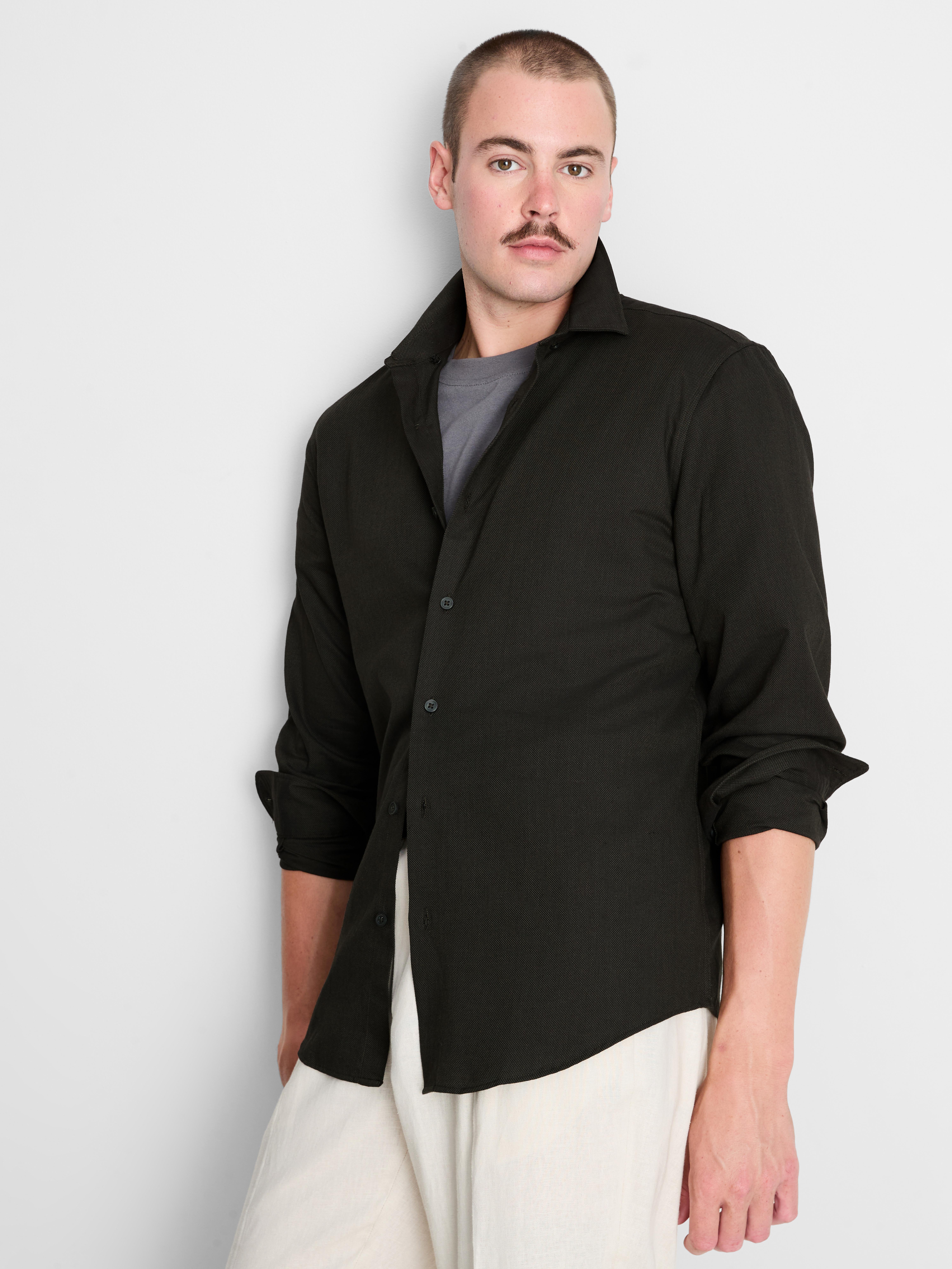 Textured Oxford Shirt - Olive