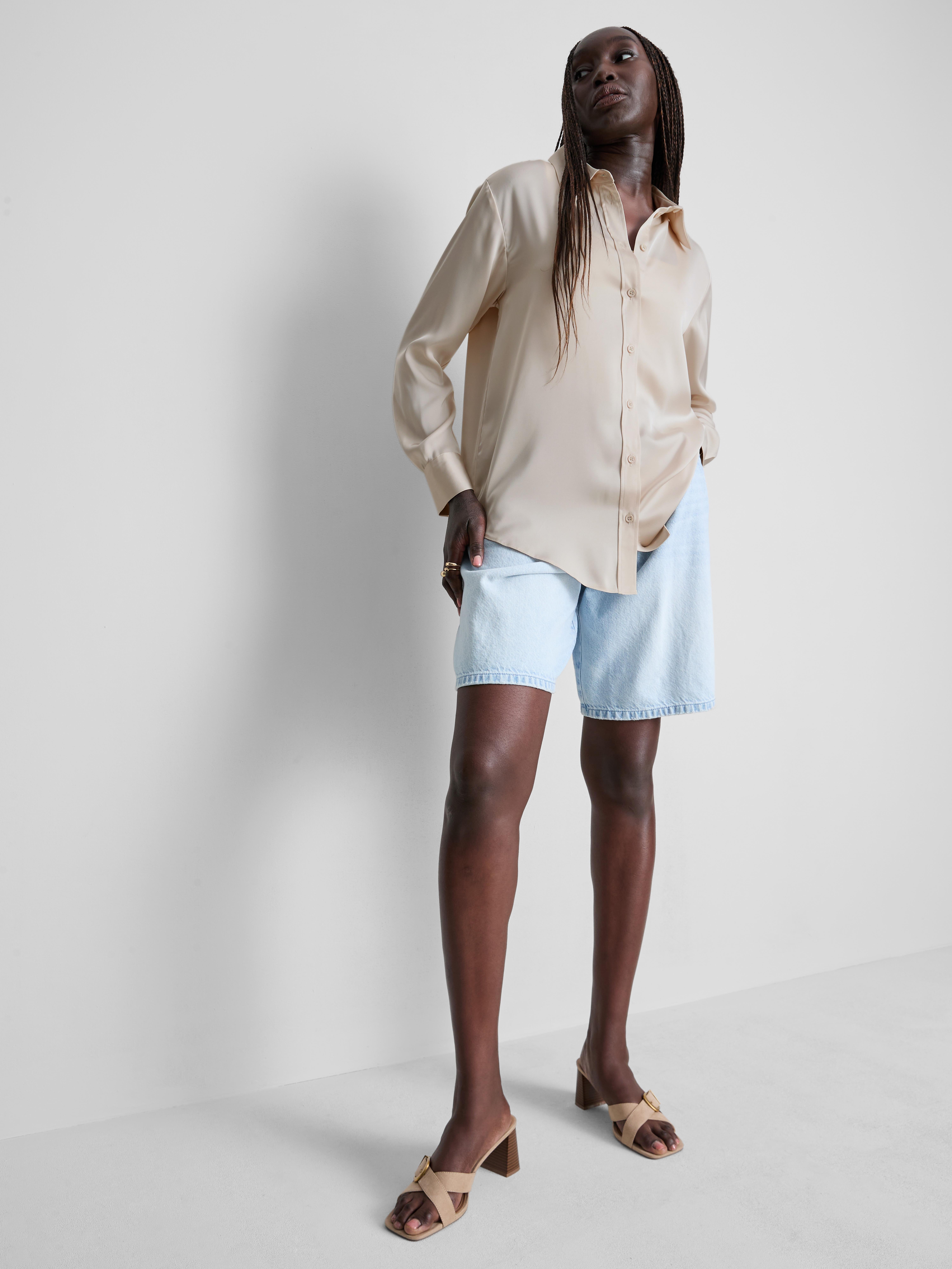 Relaxed Satin Shirt - Oyster