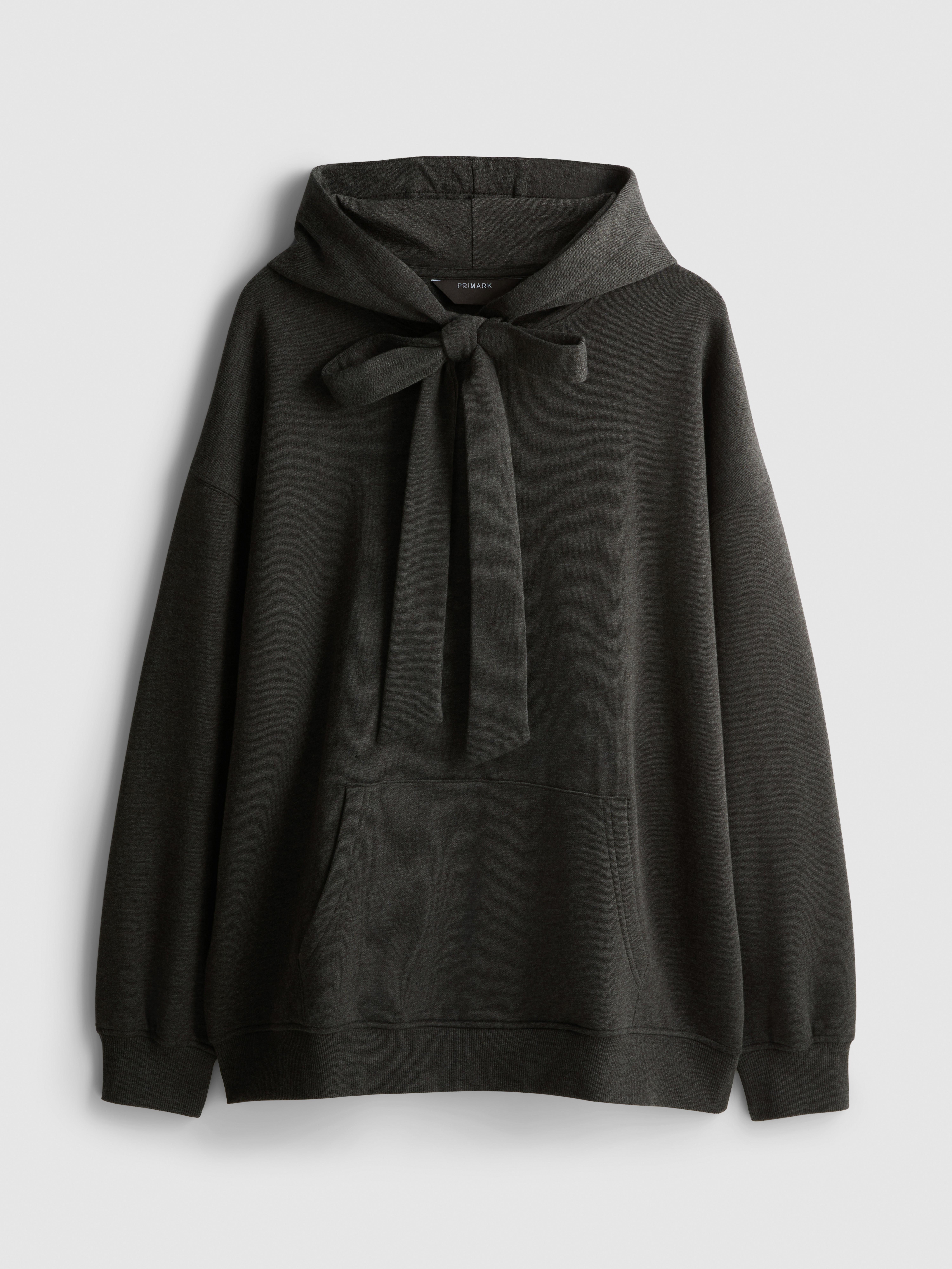 Paula Echevarría Cotton-Rich Bow Tie Hoodie - Charcoal Heather