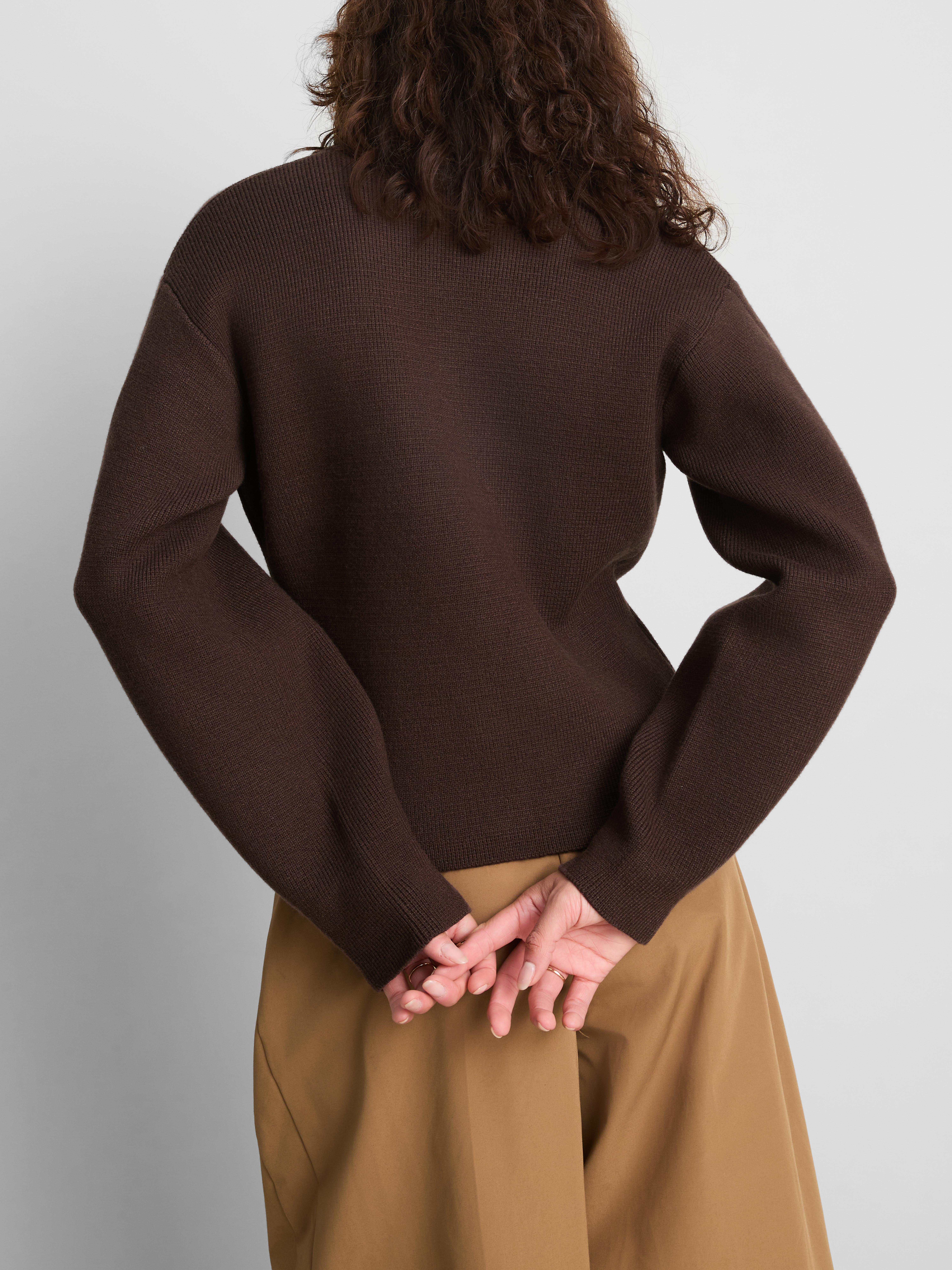 Sculpted Roundneck Cardigan - Brown
