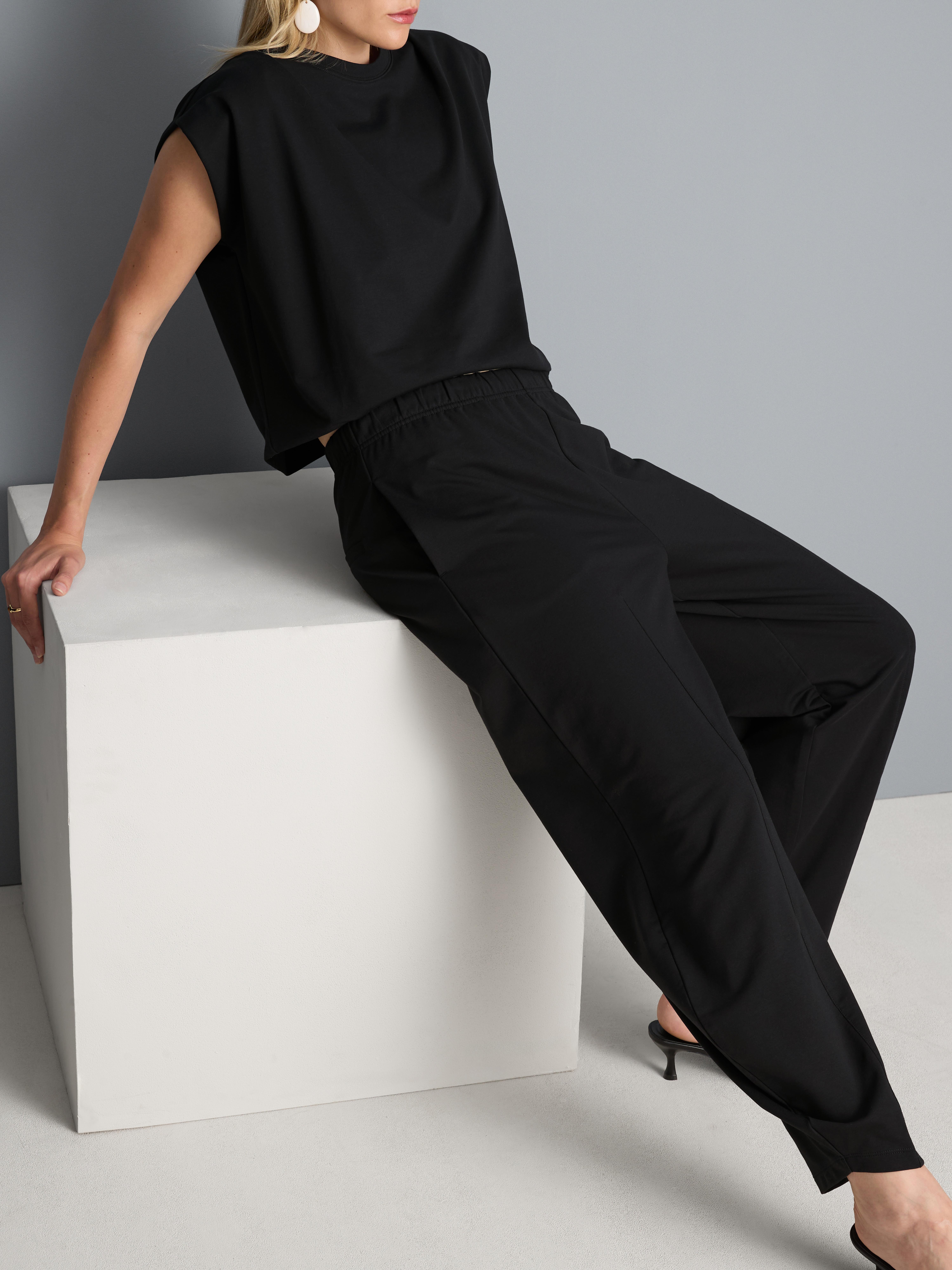 Cotton Rich Barrel Leg Joggers - Black