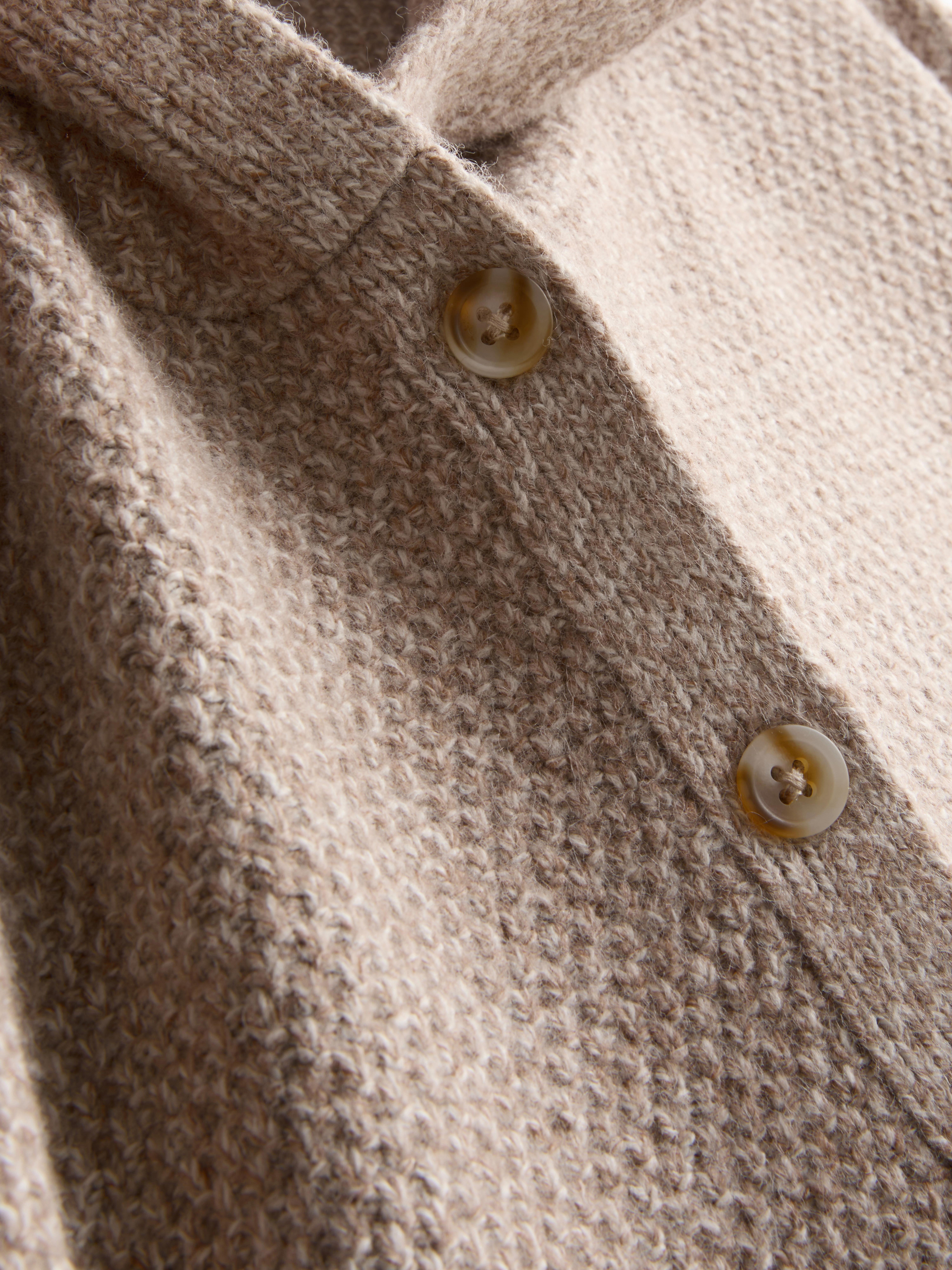 Knit Hooded Cardigan - Beige