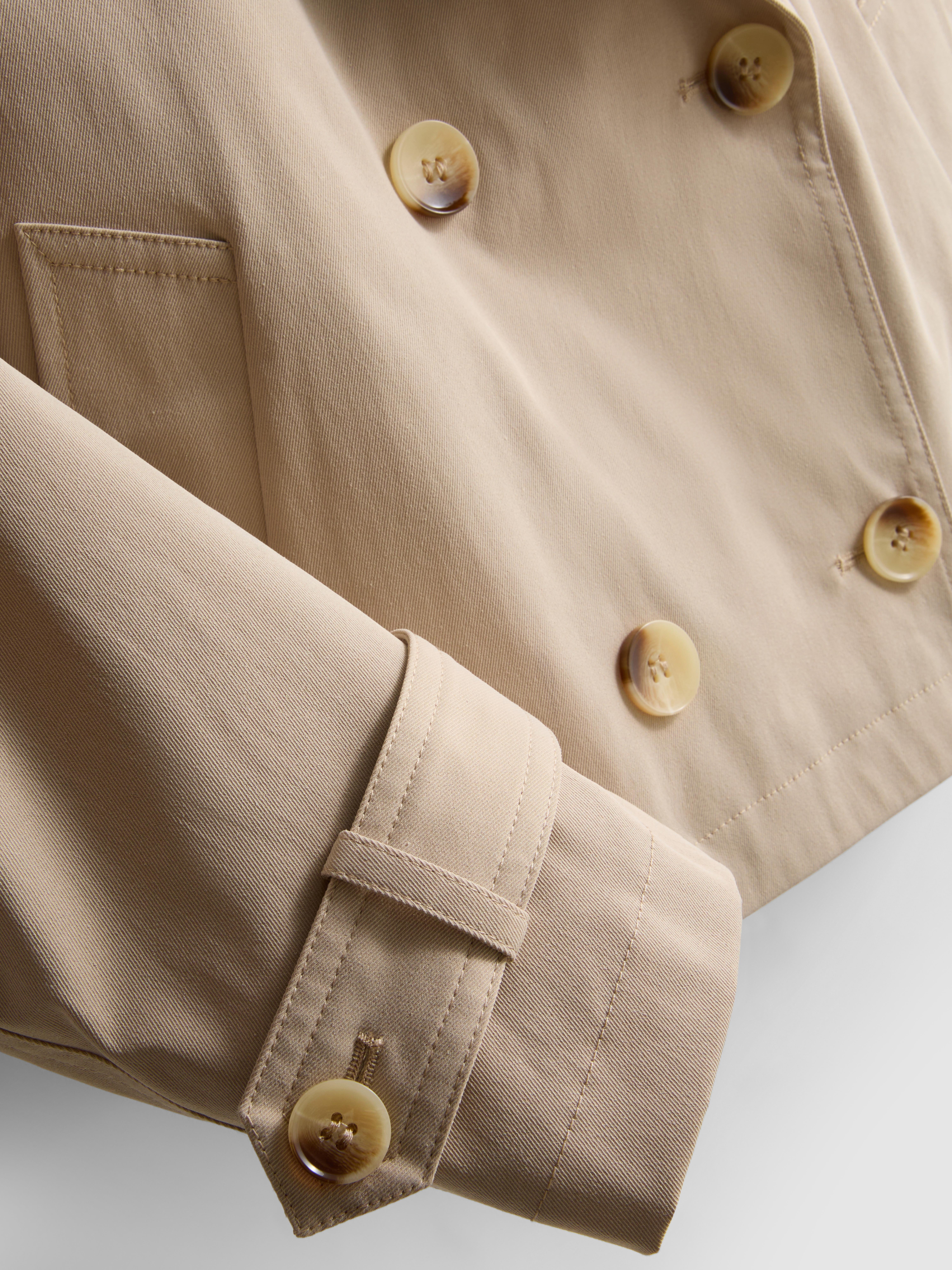 Double-Breasted Boxy Rain Jacket - Stone