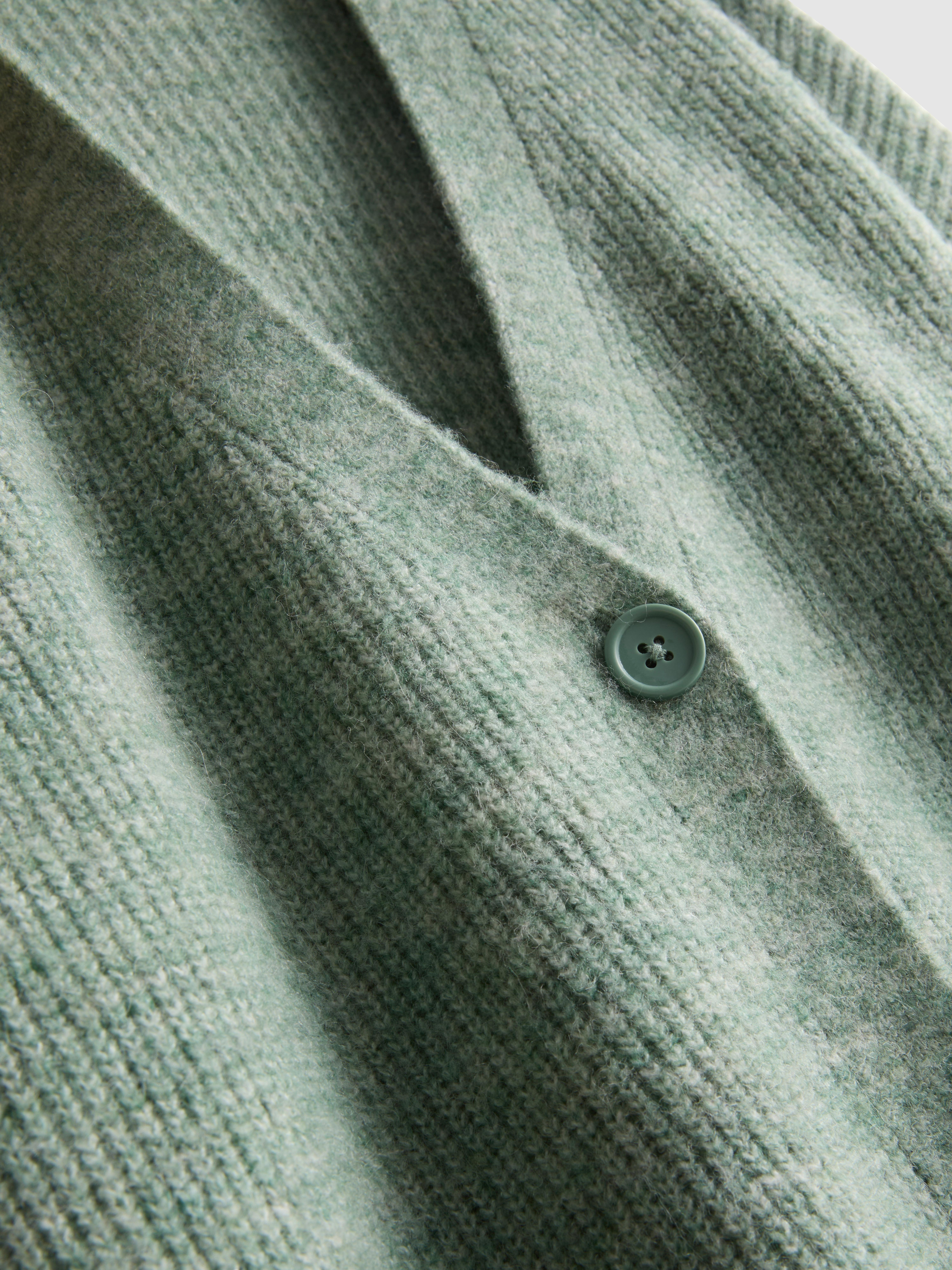 Soft Rib V-Neck Cardigan - Green