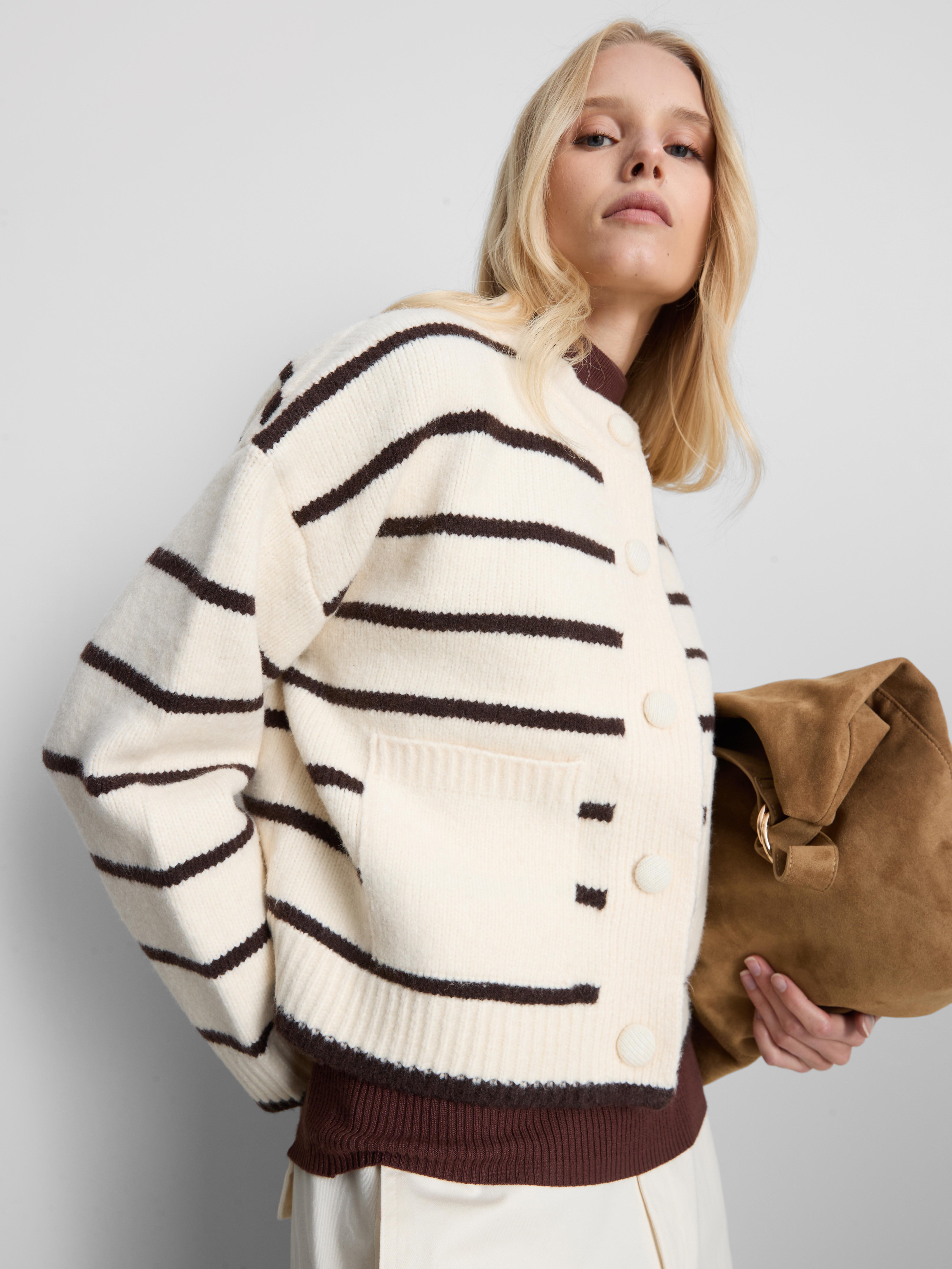 Knitted Bomber Cardigan - Chocolate
