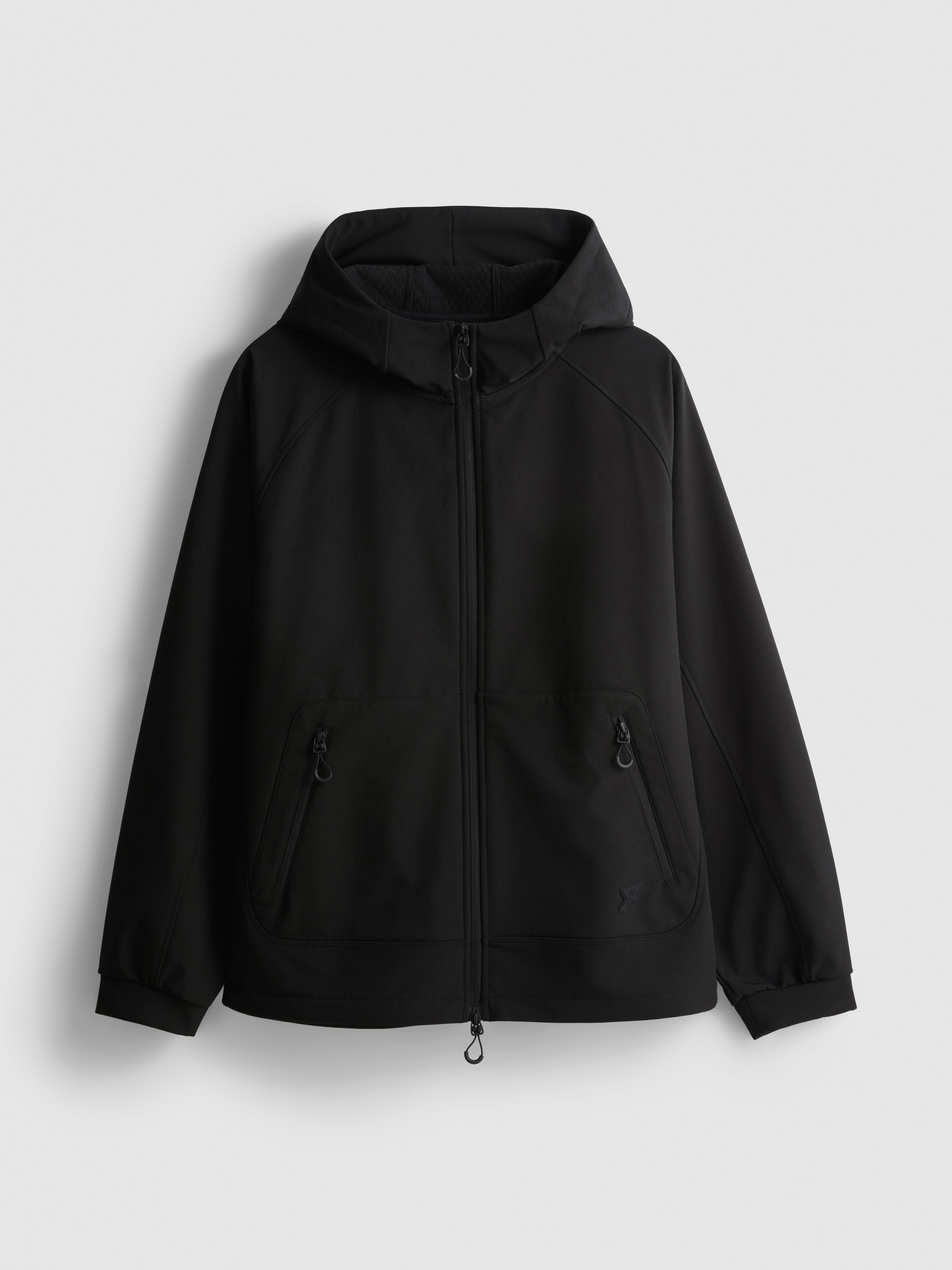 Zip-Up Hooded Performance Jacket - Black