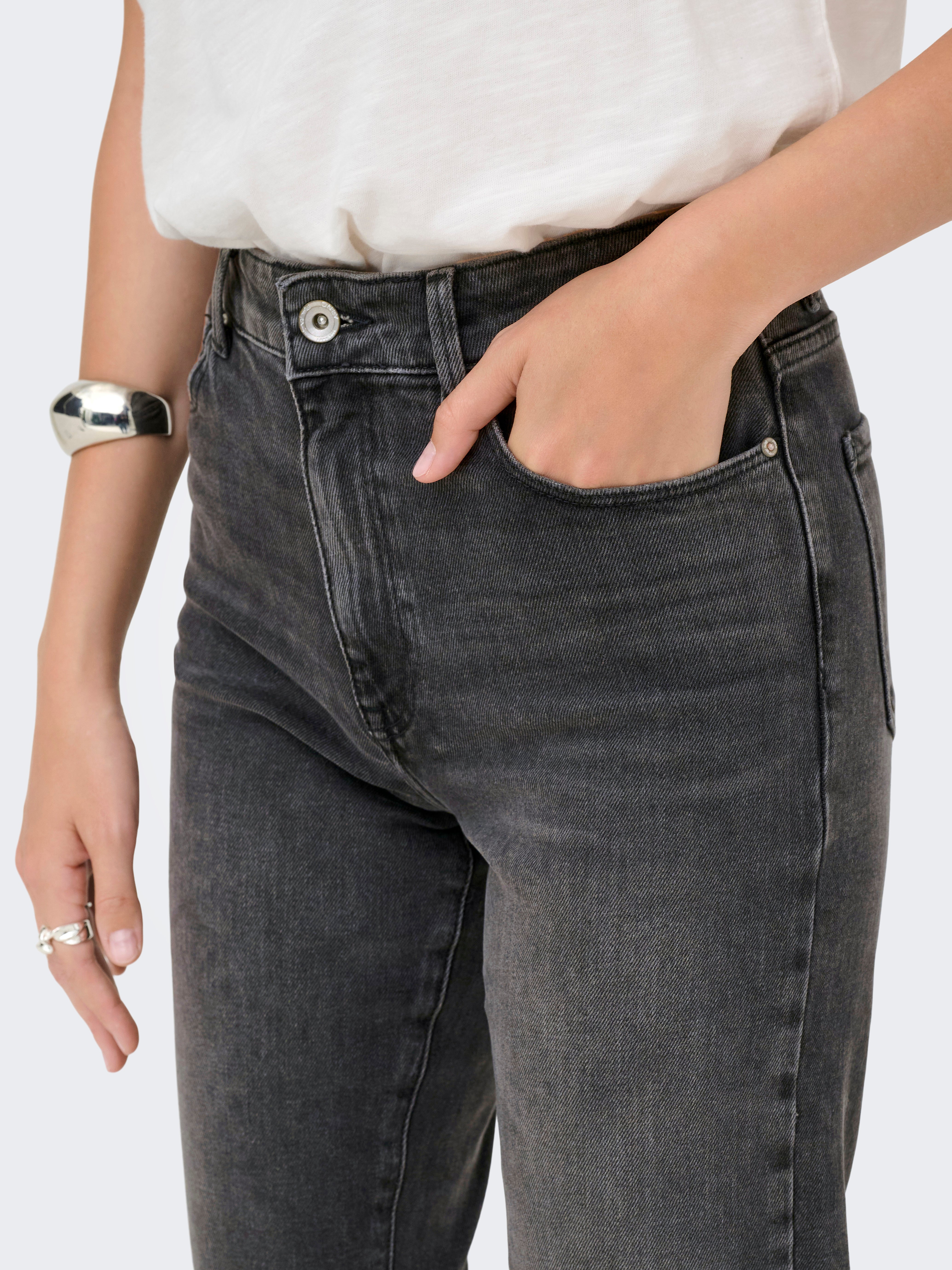 ONLEMILY High waist Straight Fit Ankle length Jeans Dark Grey Denim