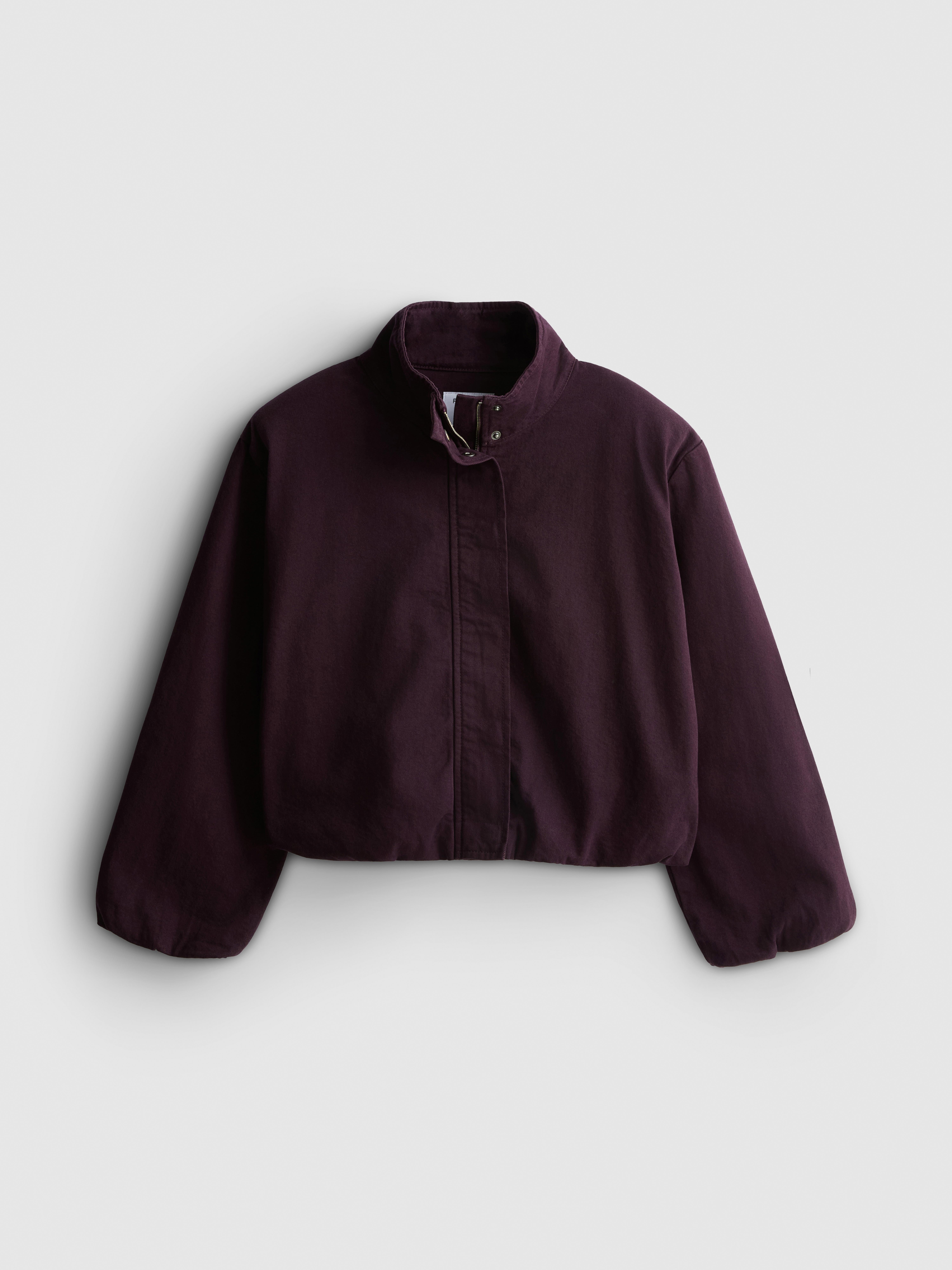 Paula Echevarría Funnel Neck Denim Jacket - Plum
