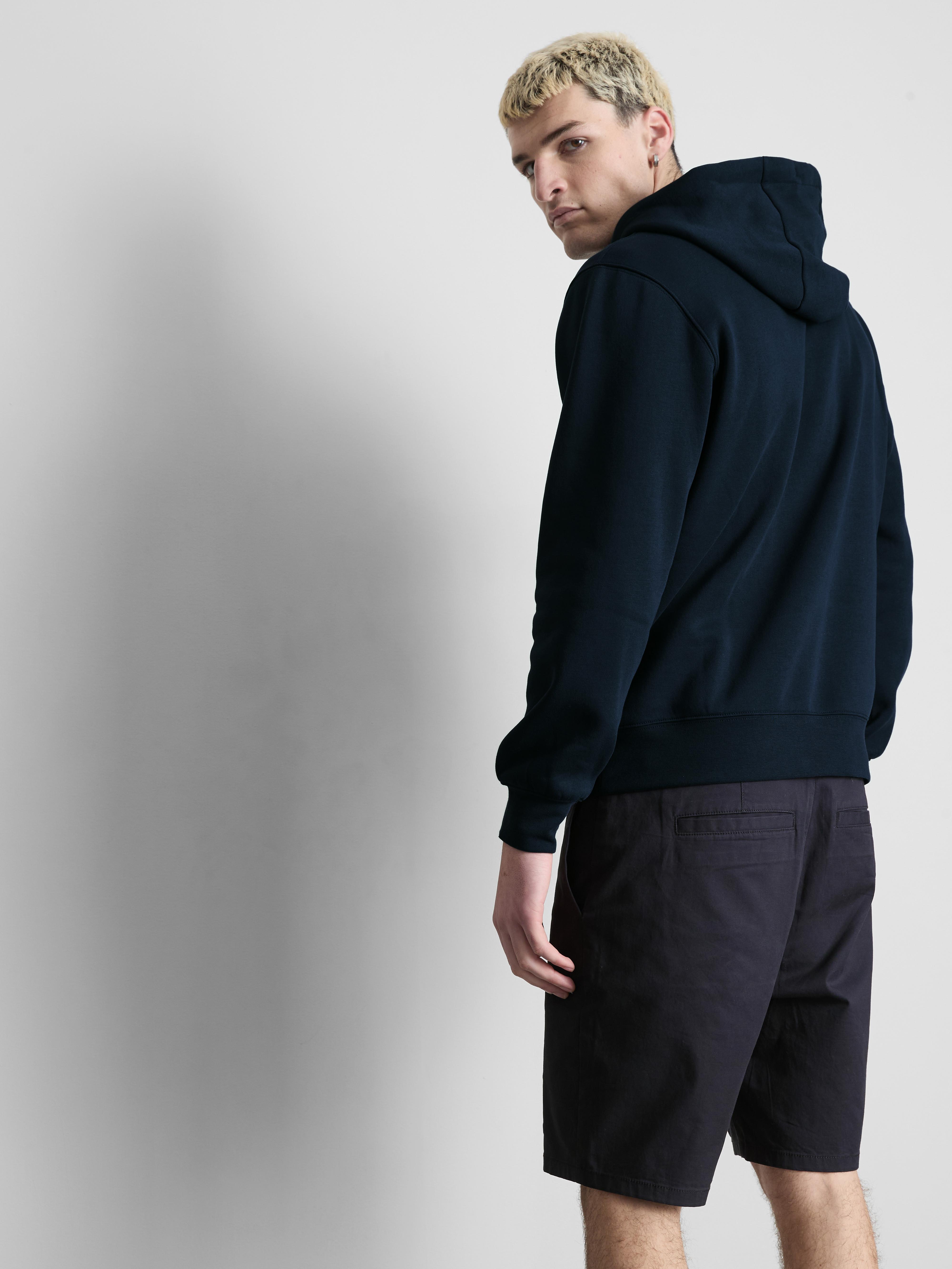 Cotton-Blend Pullover Hoodie - Navy