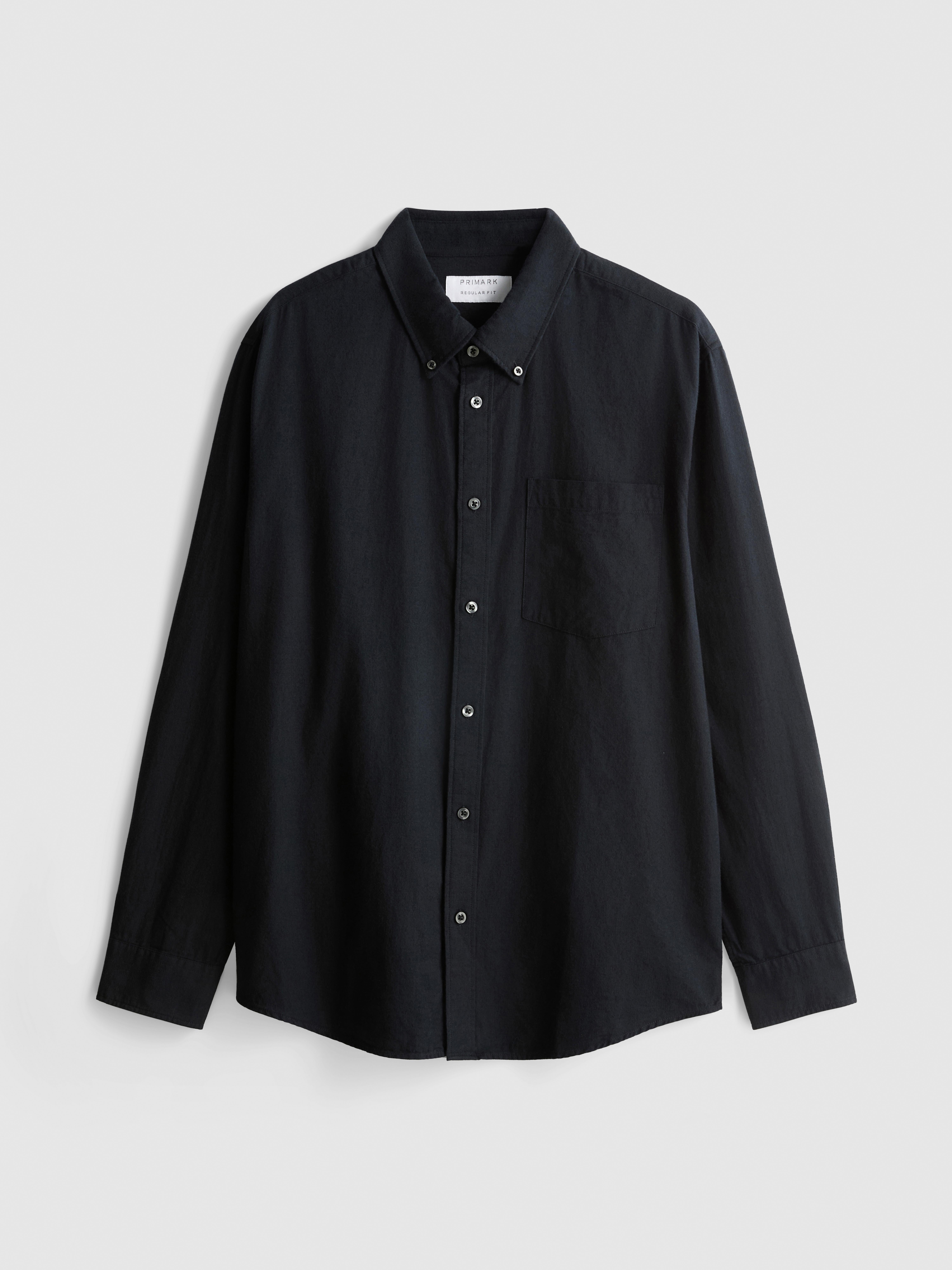 Pure Cotton Button-Down Shirt - Navy