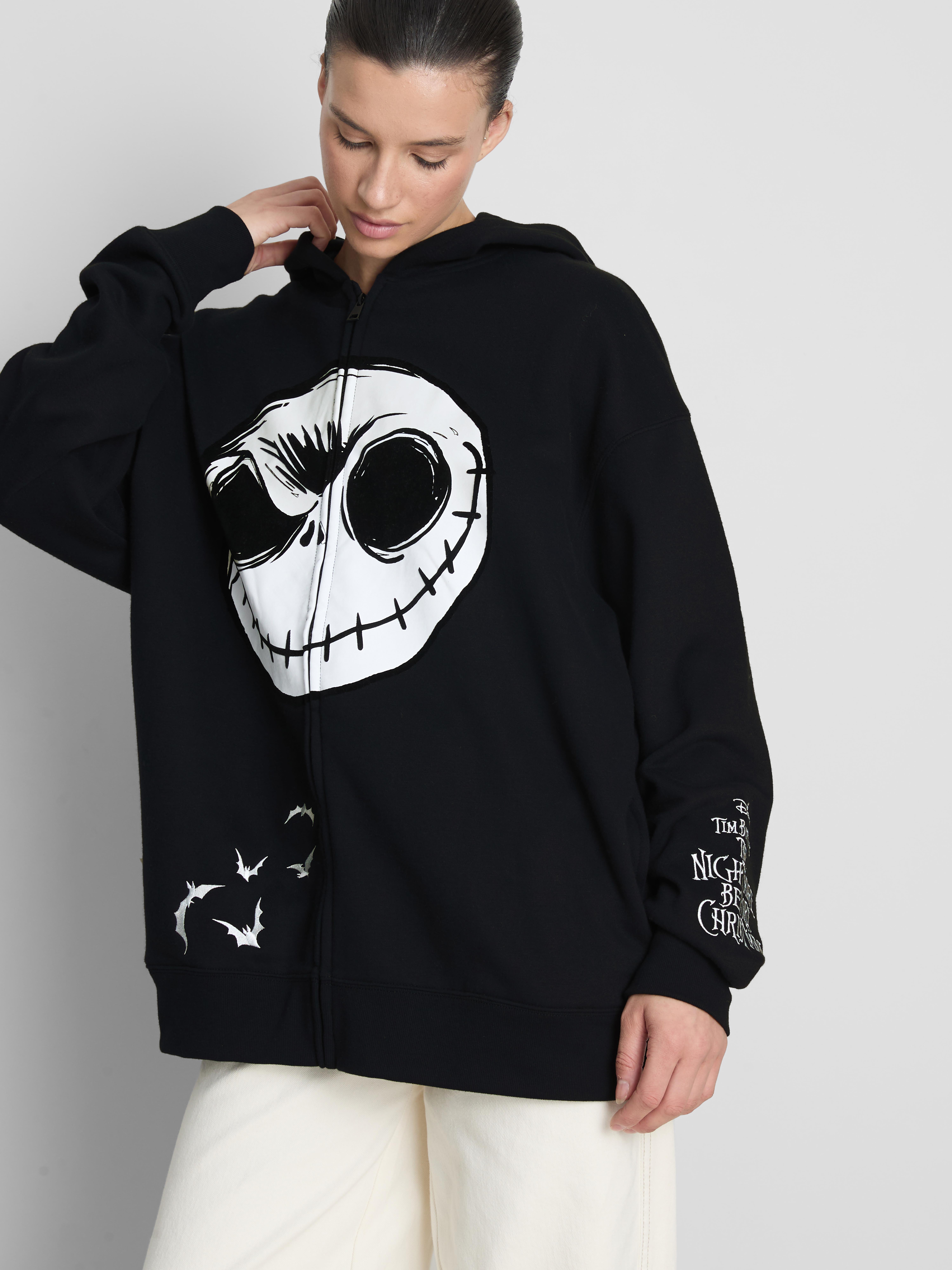 Disney Tim Burton's The Nightmare Before Christmas Graphic Zip Hoodie - Black