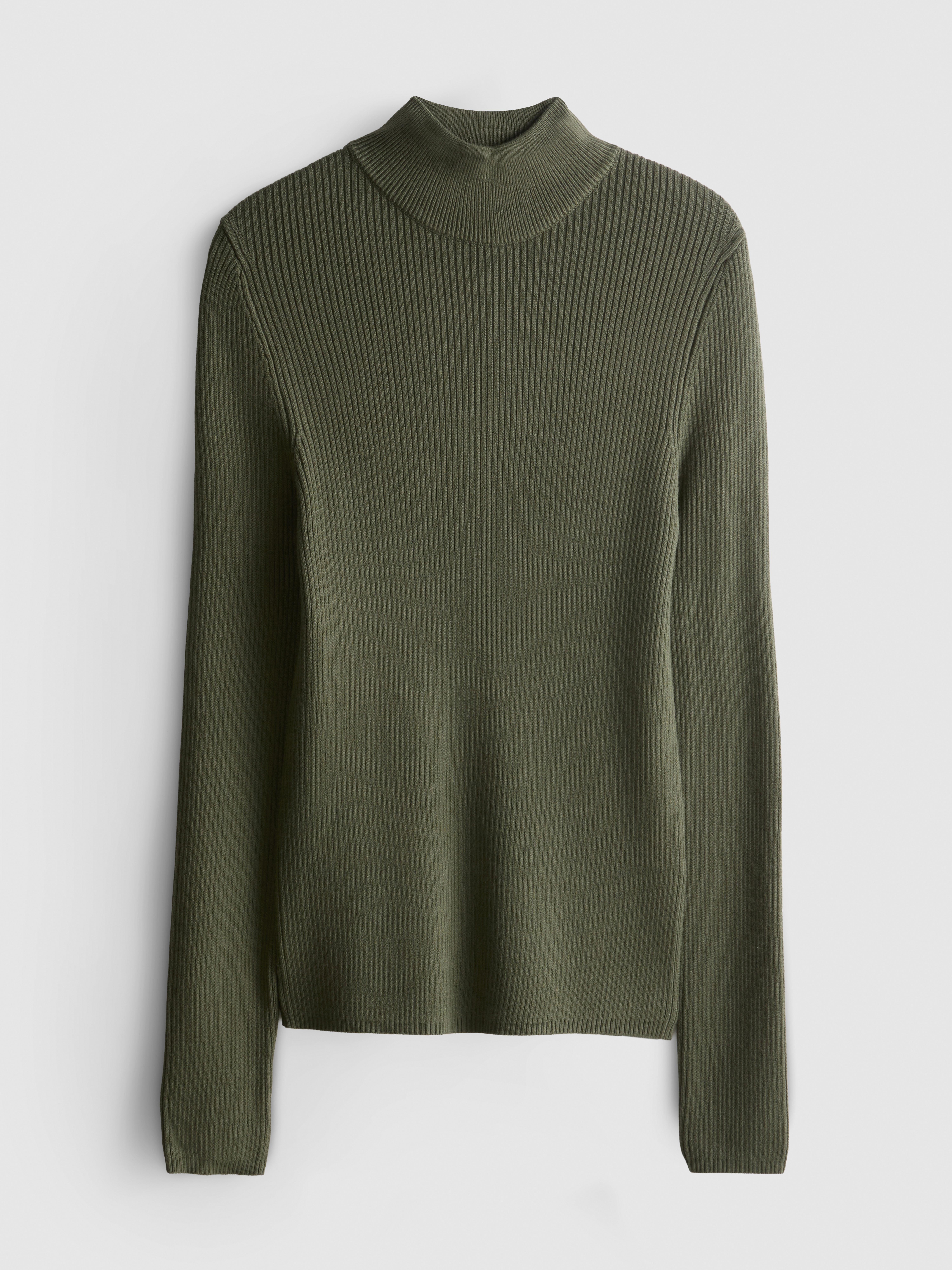 Ribbed Turtleneck Sweater - Olive