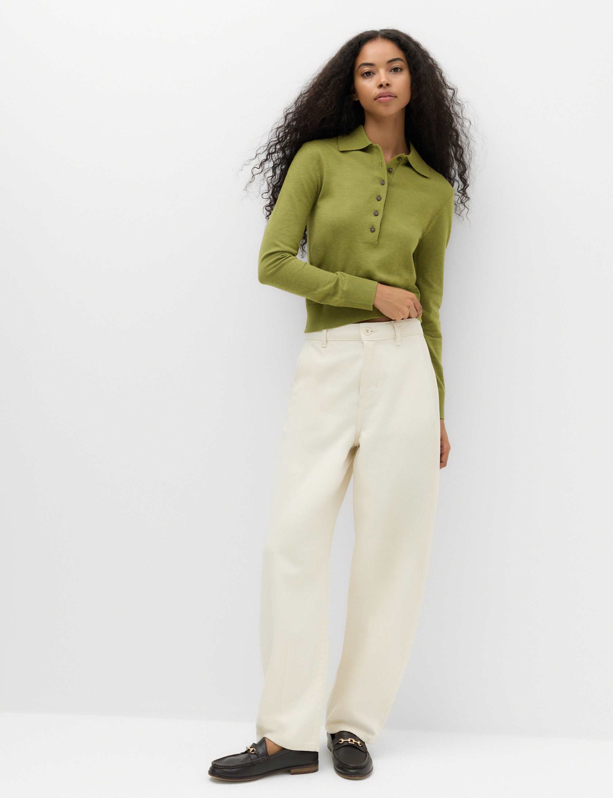 Collared Slim Jumper with Wool