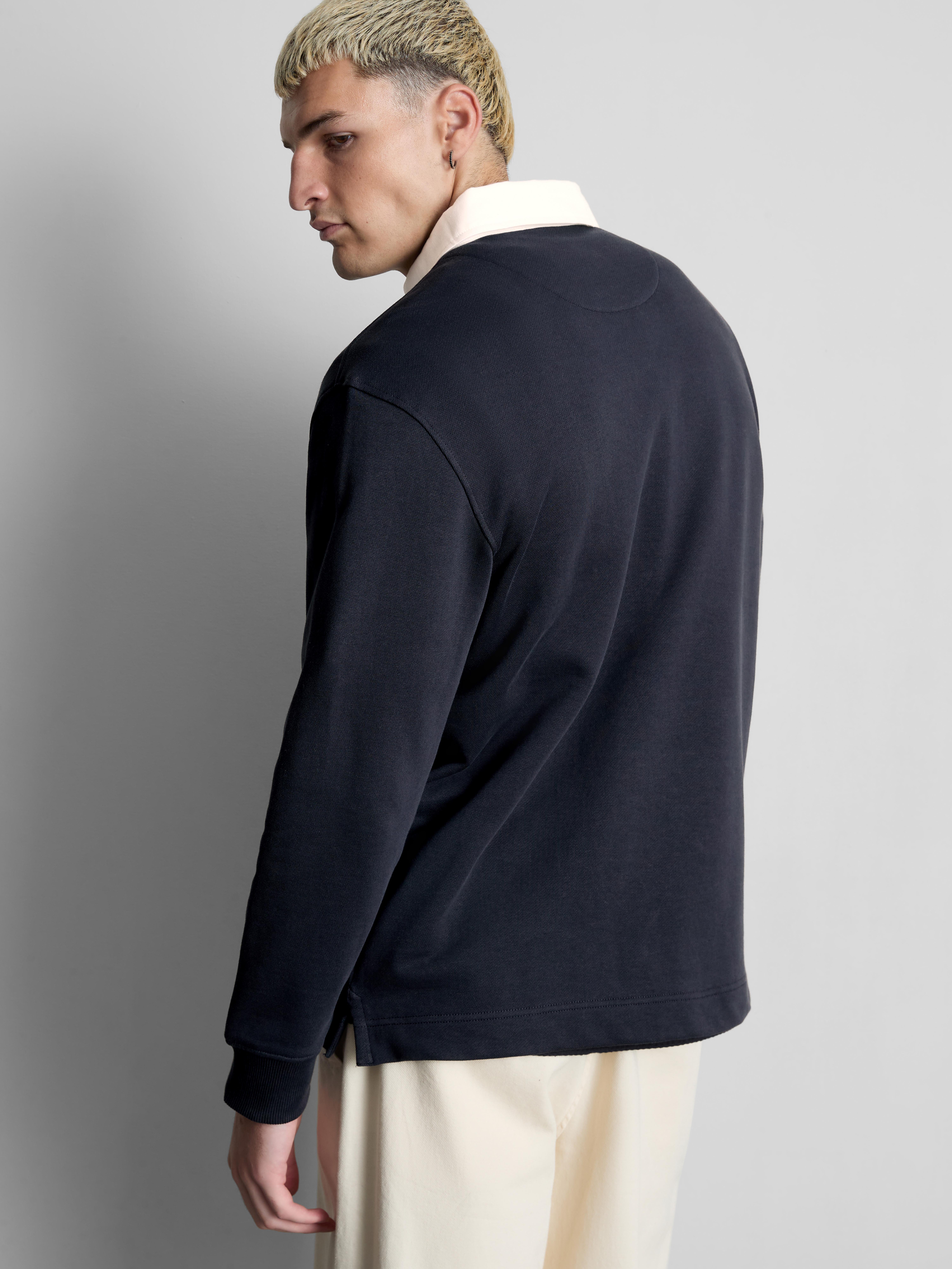 Cotton-Rich Oversized Collared Shirt - Navy