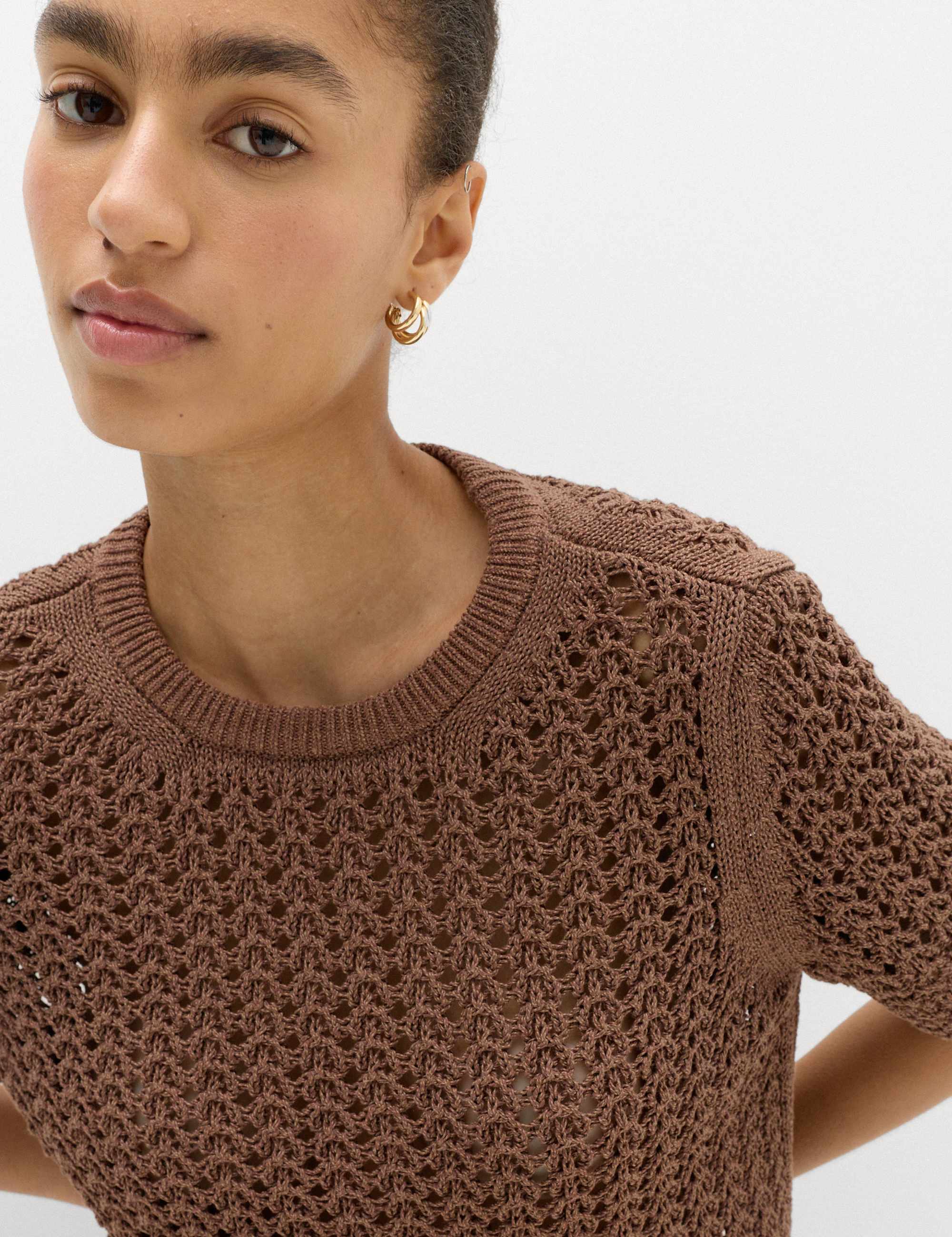 Cotton Blend Textured Knitted Top