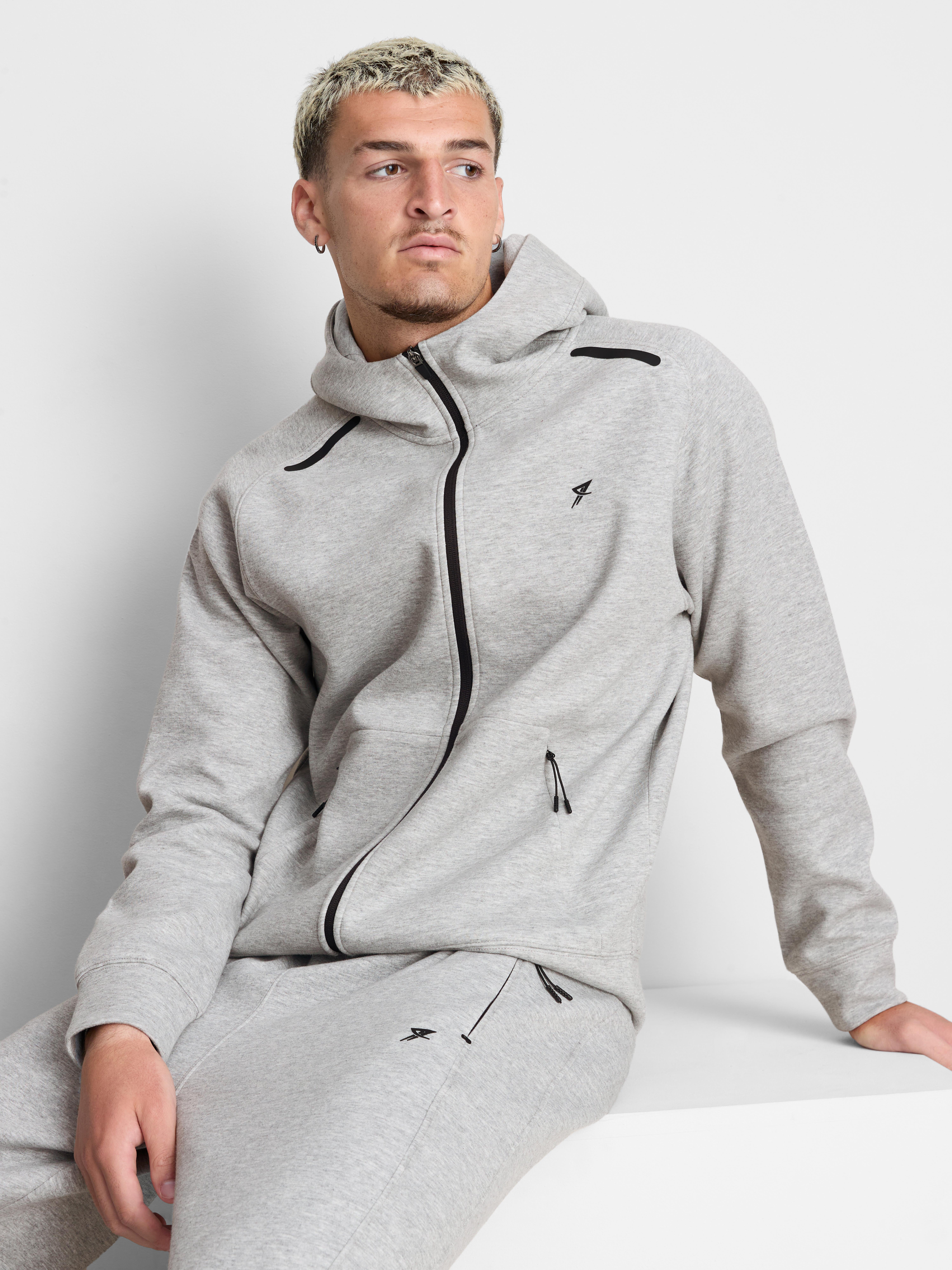 Zip-Up Gym Hoodie - Gray Heather