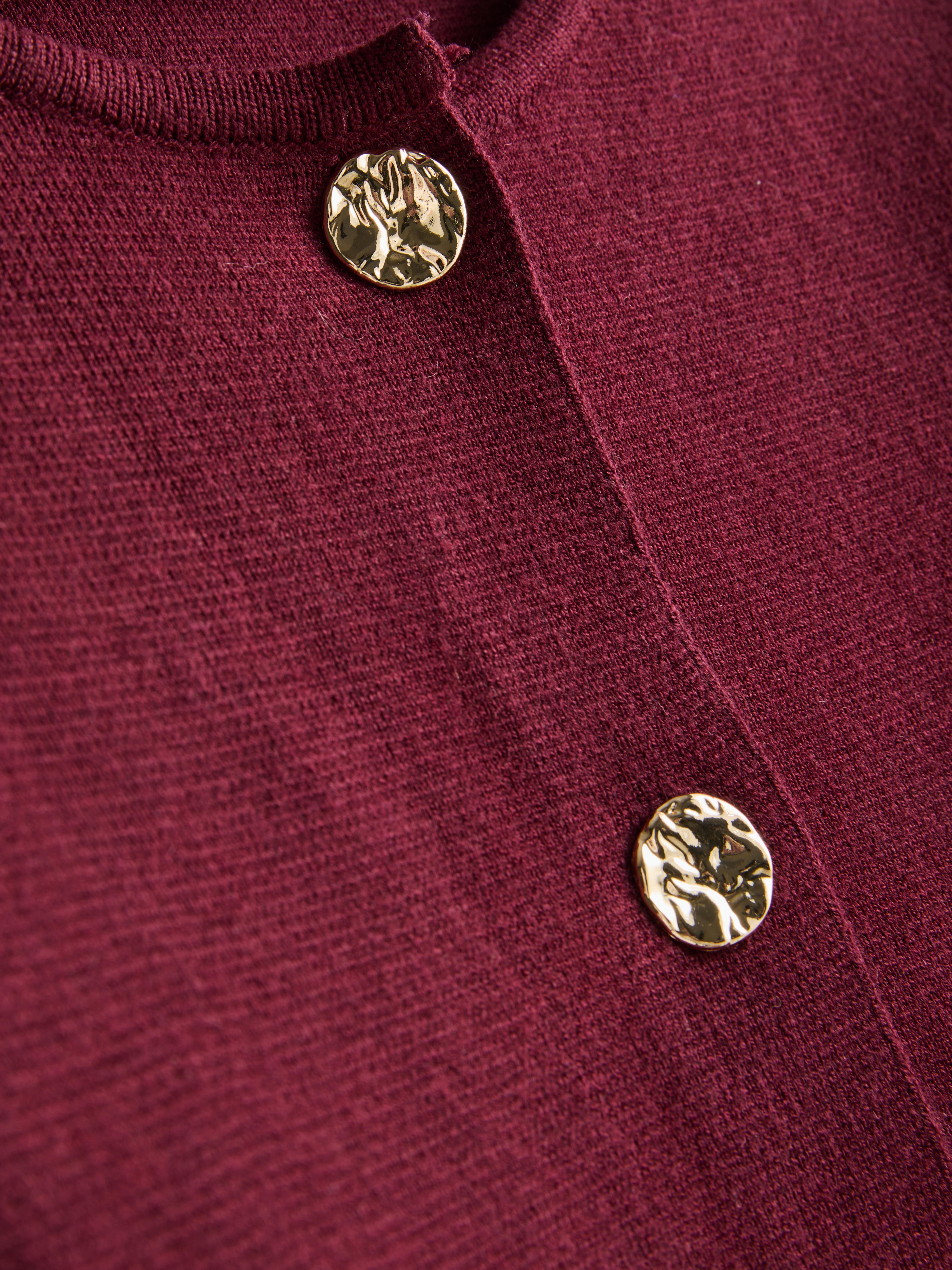 Boxy Roundneck Cardigan - Burgundy
