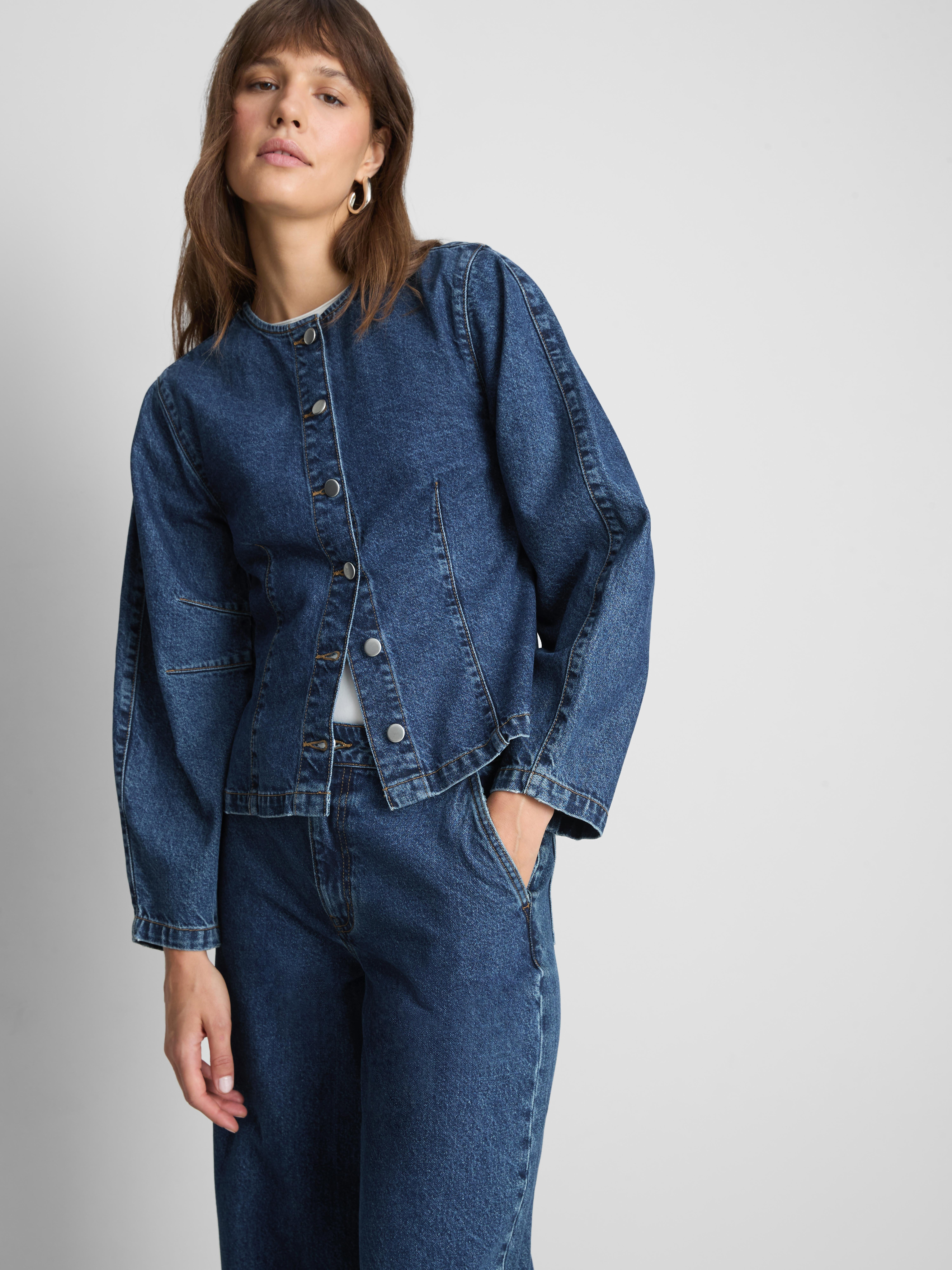 Paula Echevarría Denim Collarless Top - Indigo
