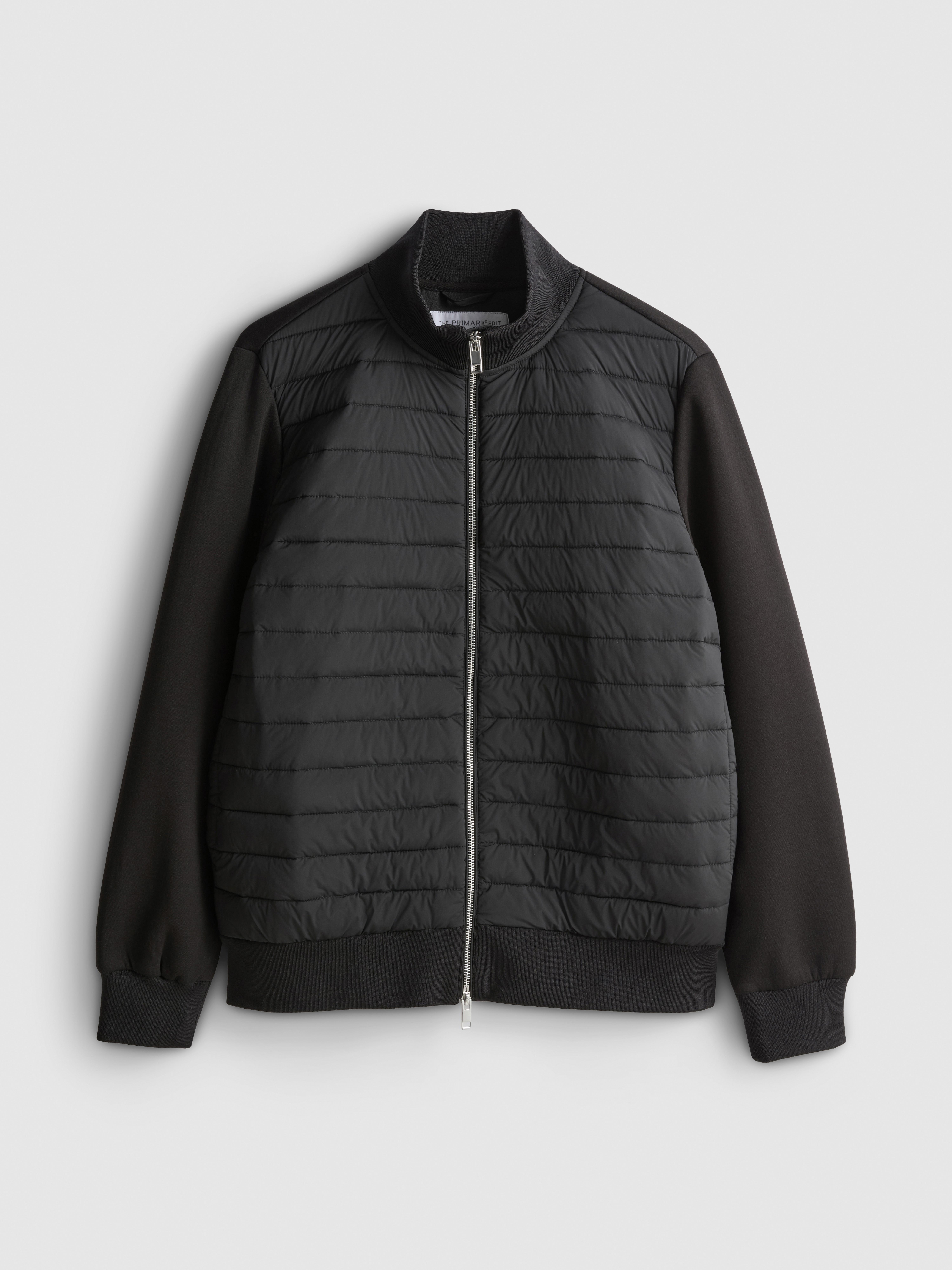 The Edit Quilted Panel Jacket - Black