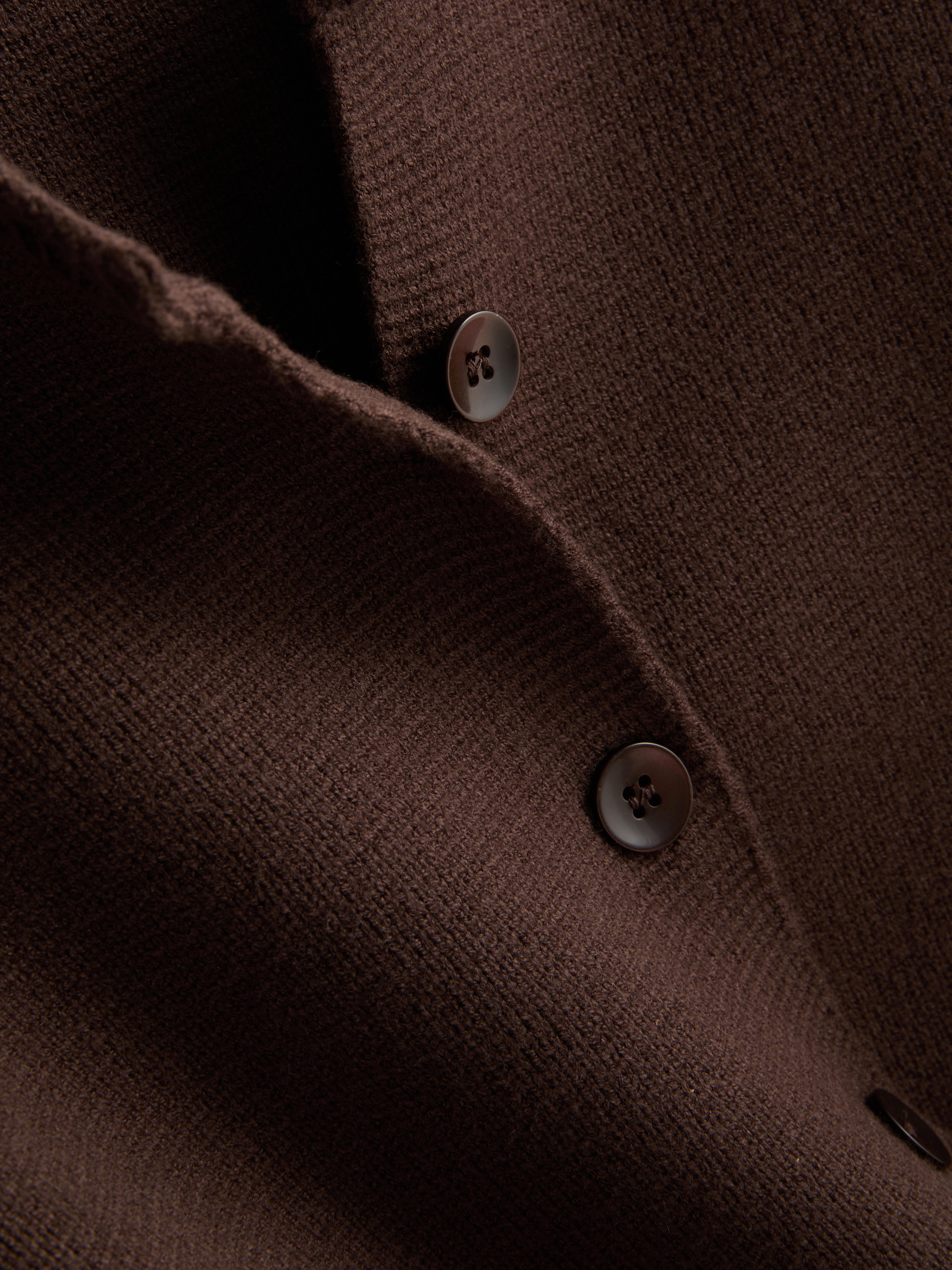 Sculpted Roundneck Cardigan - Brown