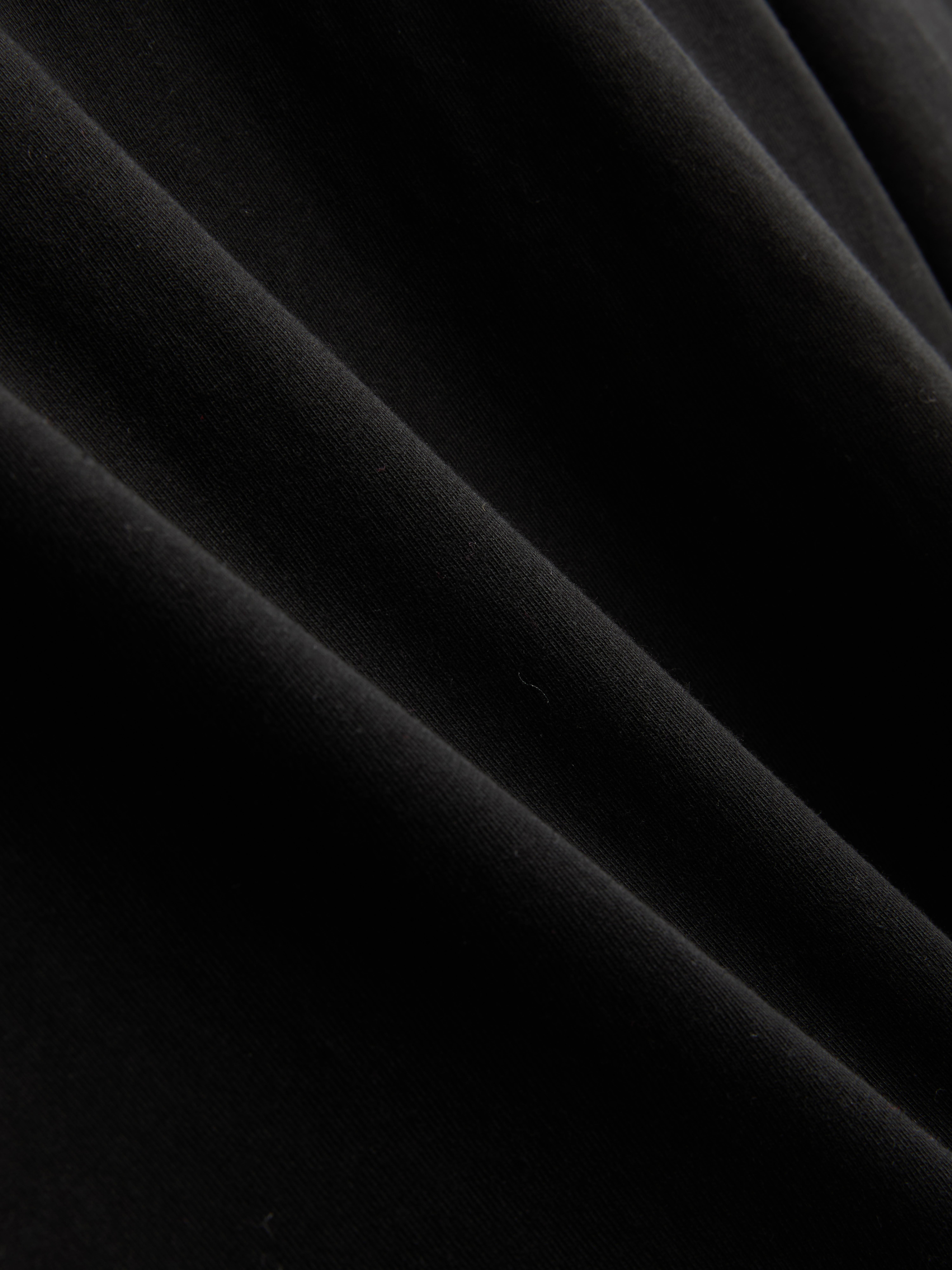 Cotton-Rich Long-Sleeve V-Neck Stretch Top - Black