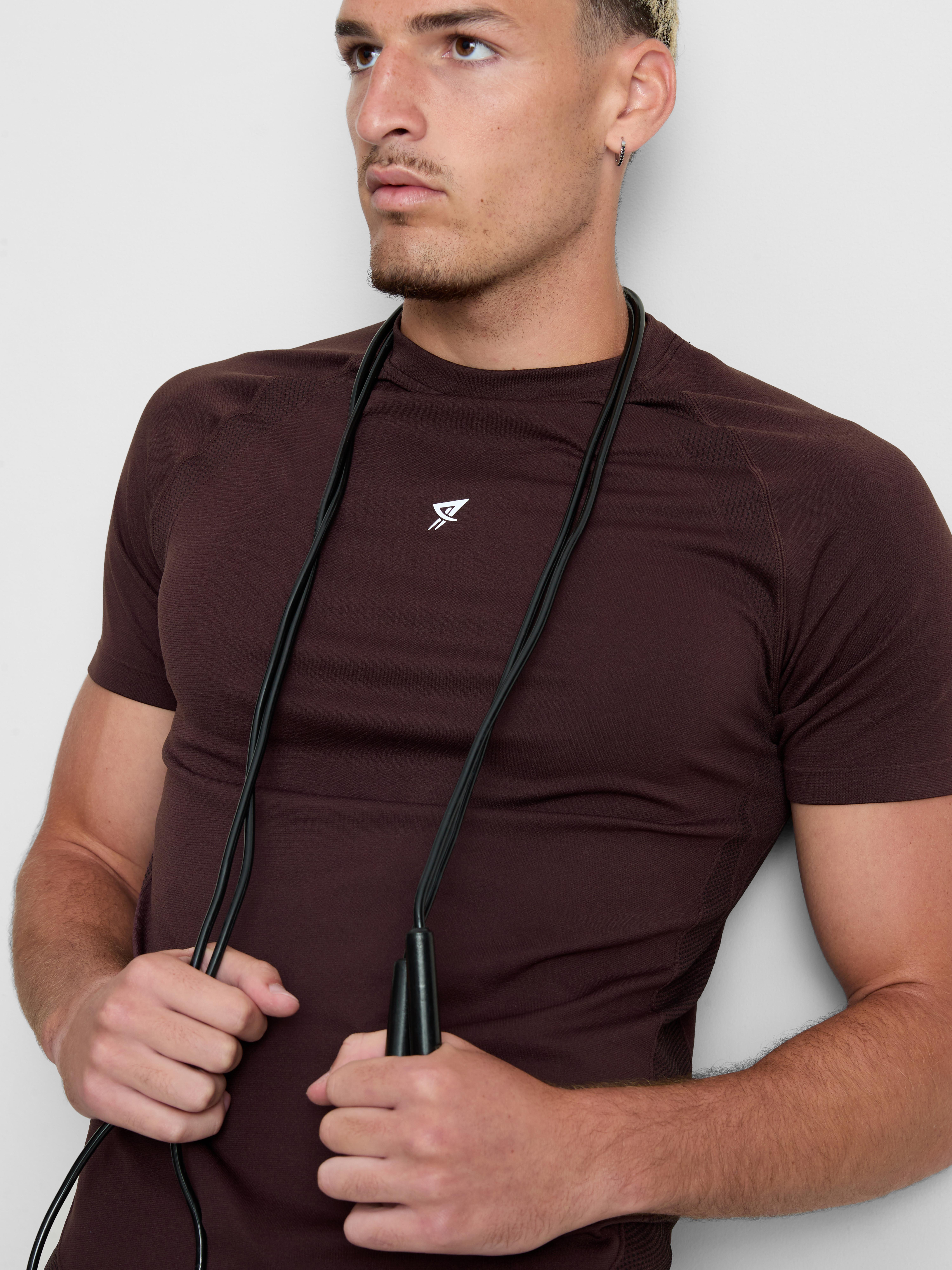 Seamless Gym T-Shirt - Burgundy