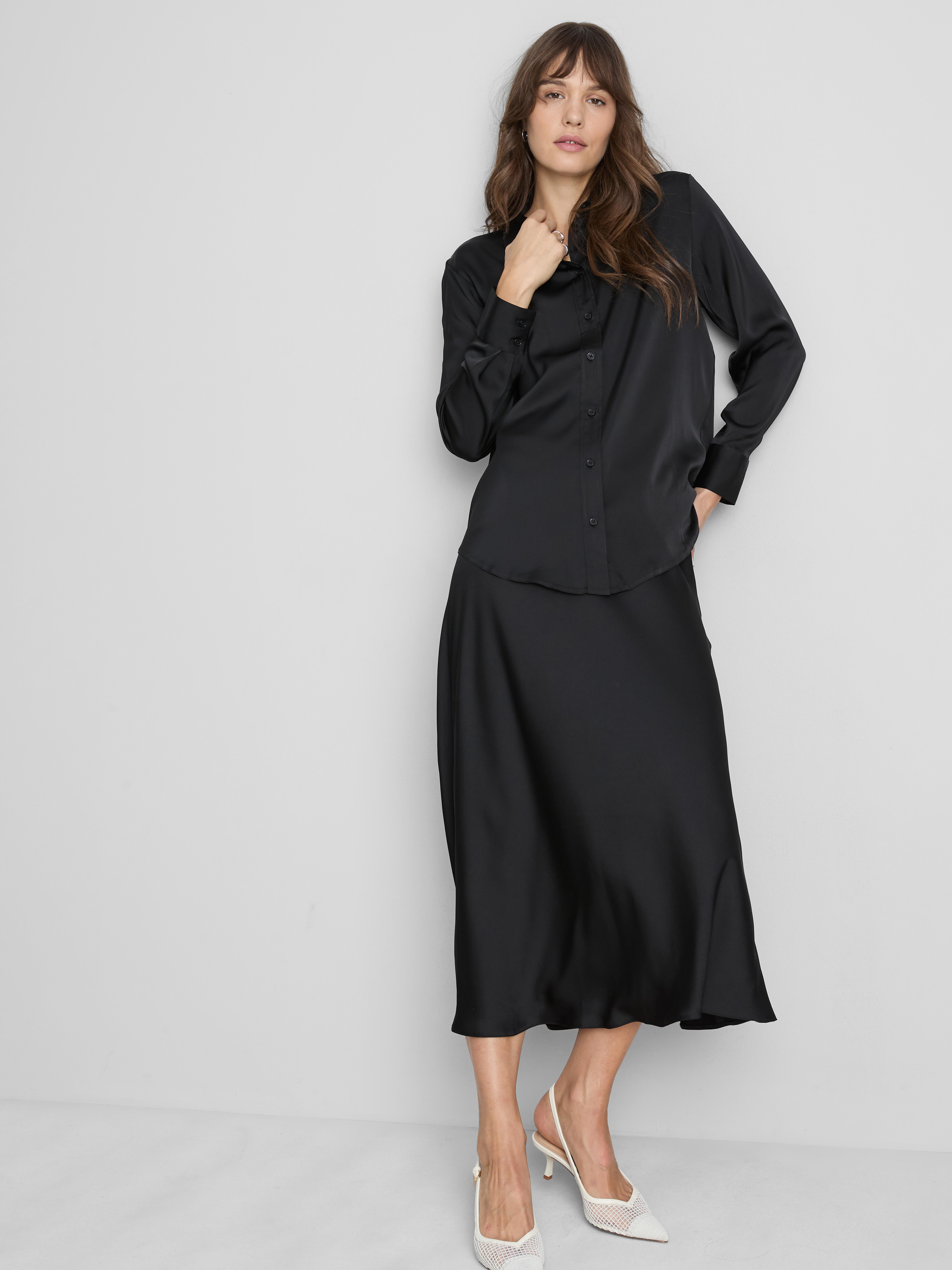 Relaxed Satin Shirt - Black