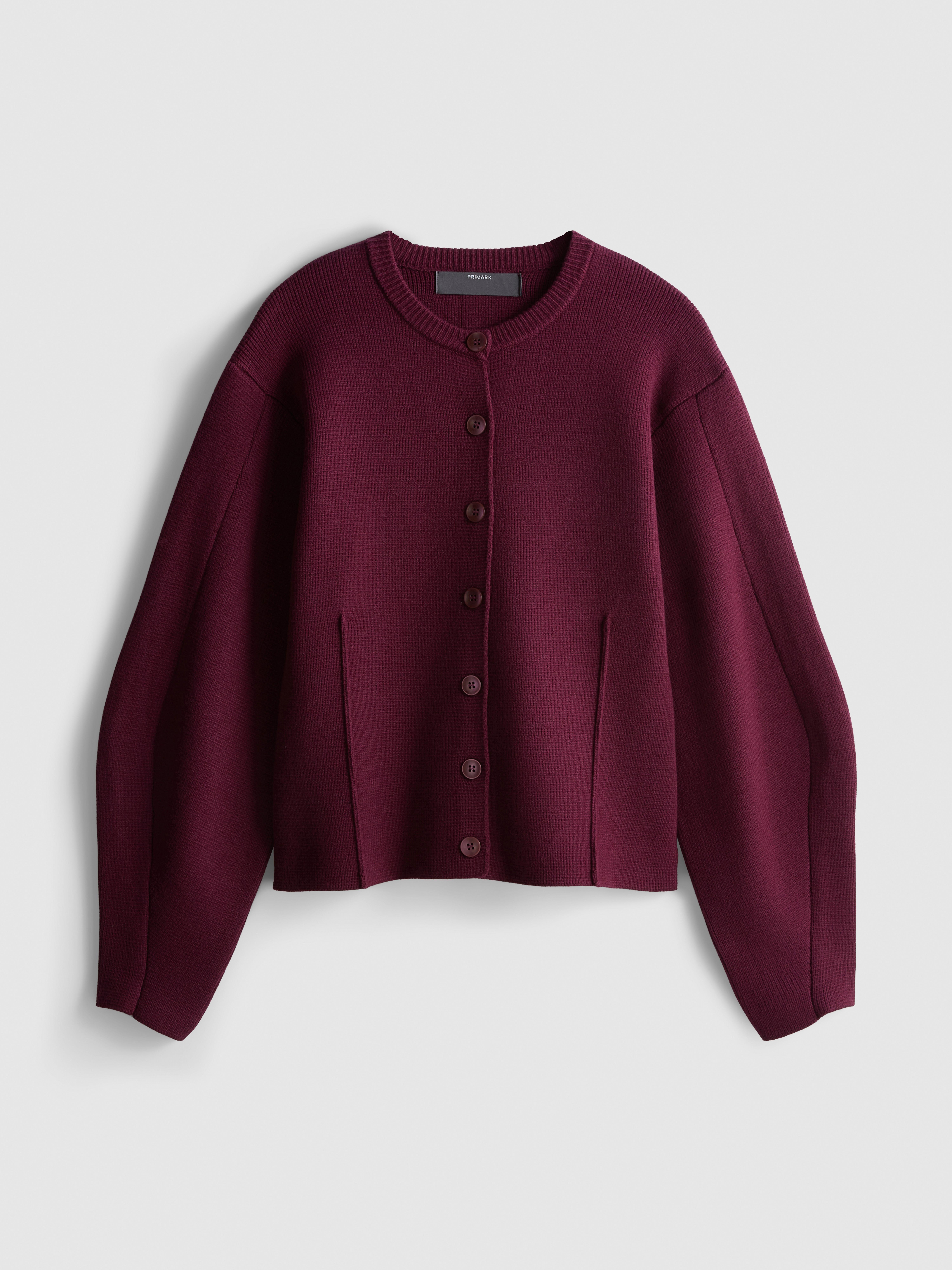 Sculpted Roundneck Cardigan - Burgundy