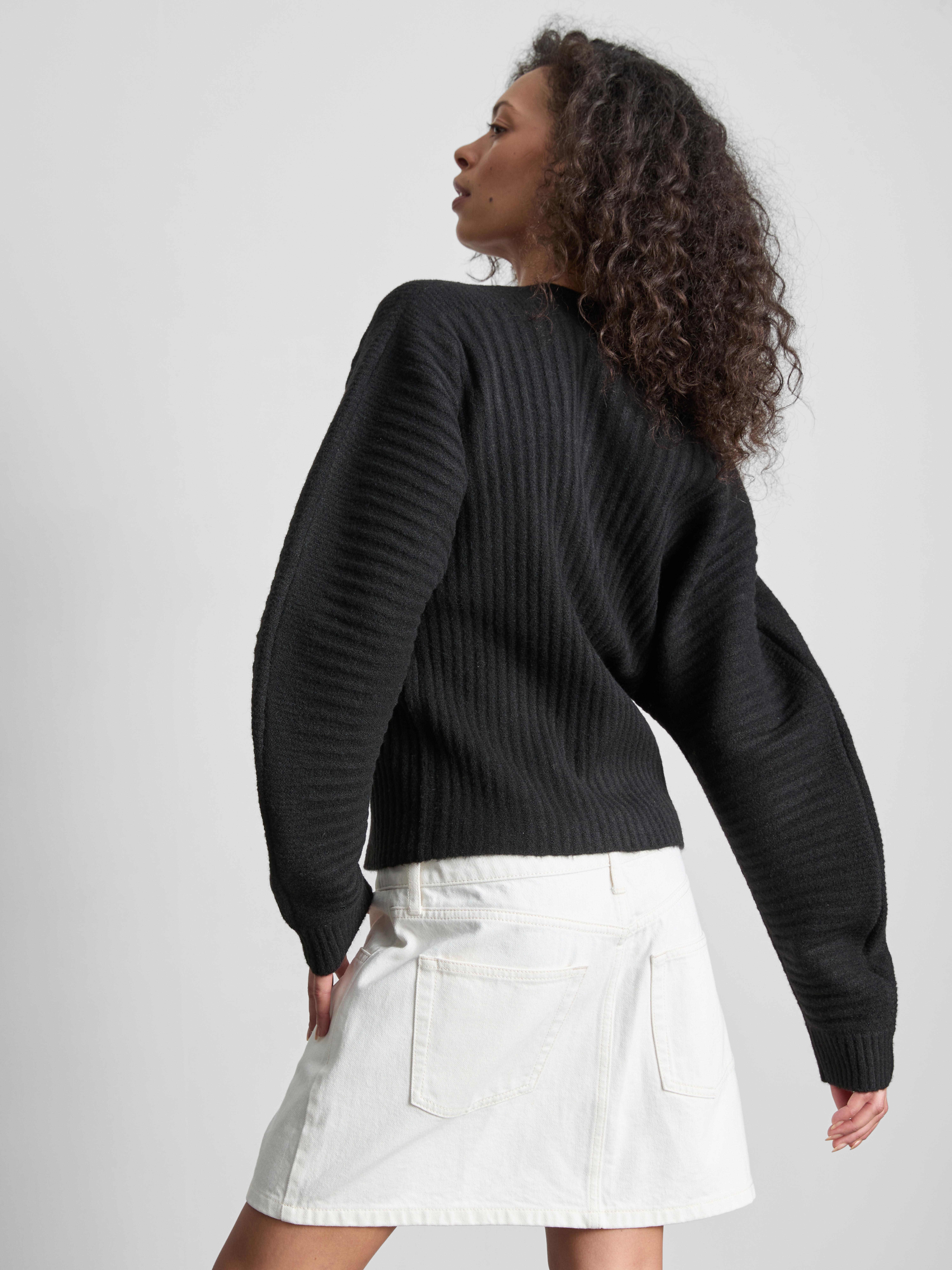 Ribbed Sculpted Cardigan - Black