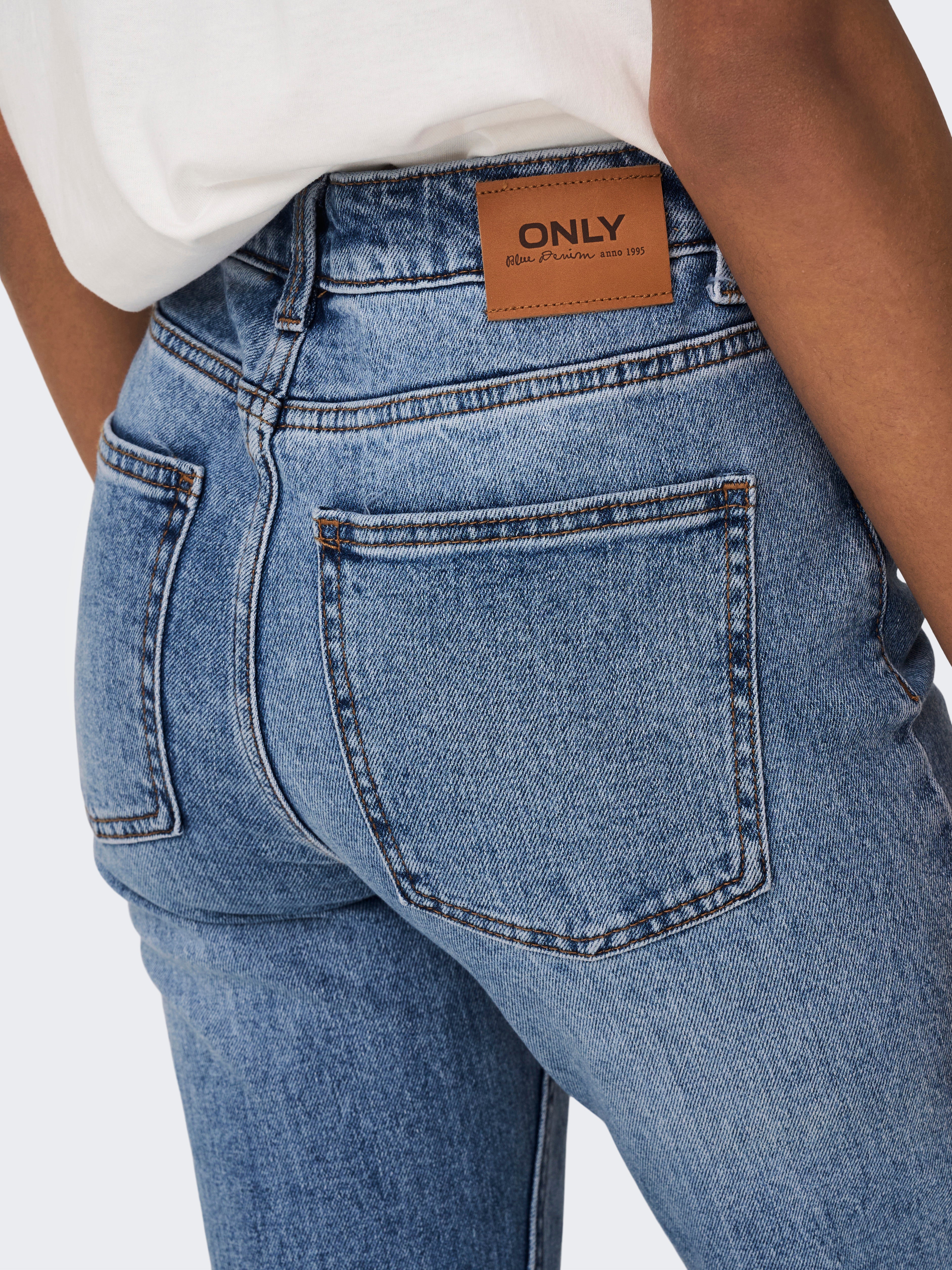 ONLEMILY High waist Straight Fit Ankle length Jeans Medium Blue Denim