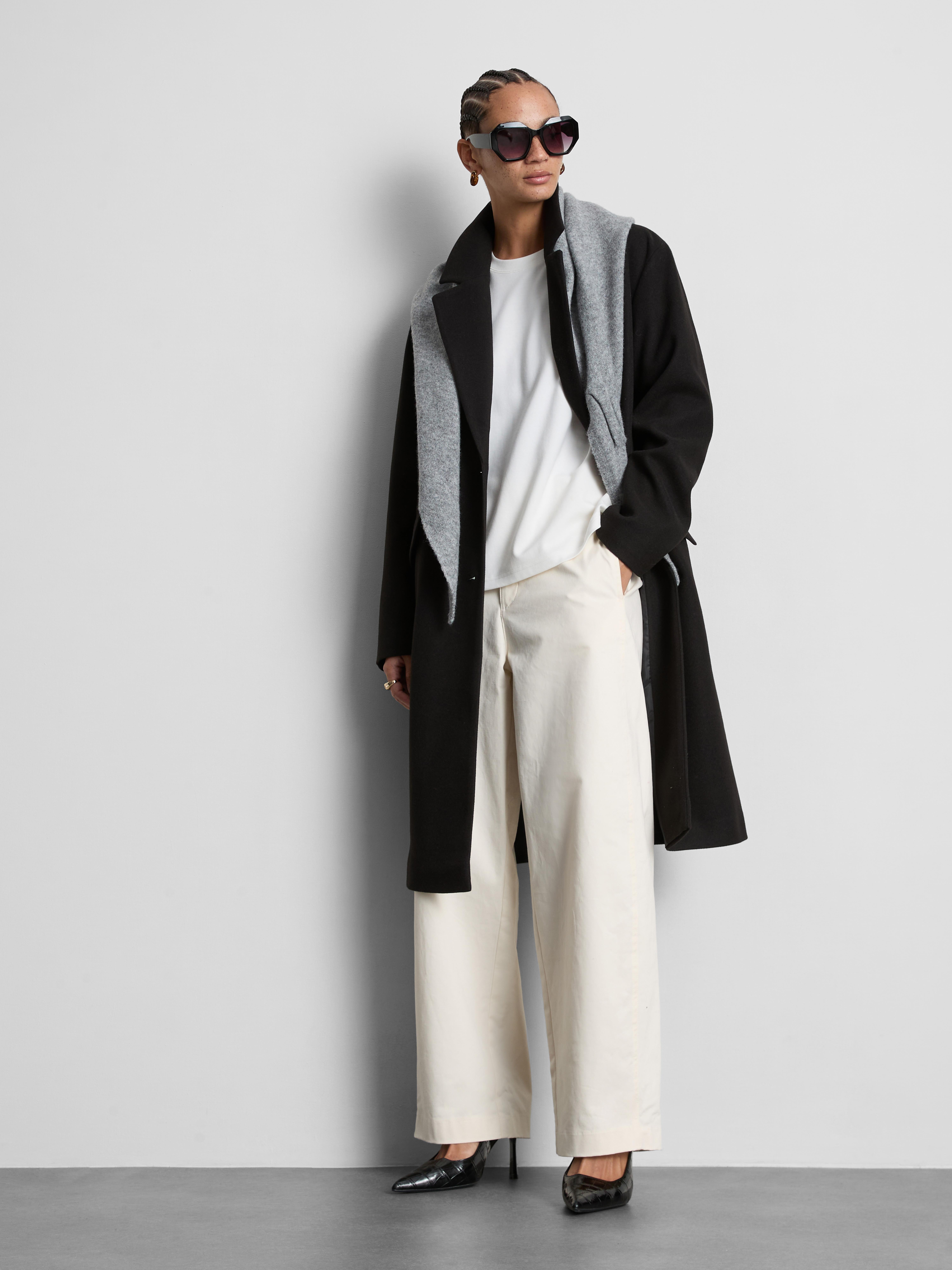 Single-Breasted Overcoat - Black
