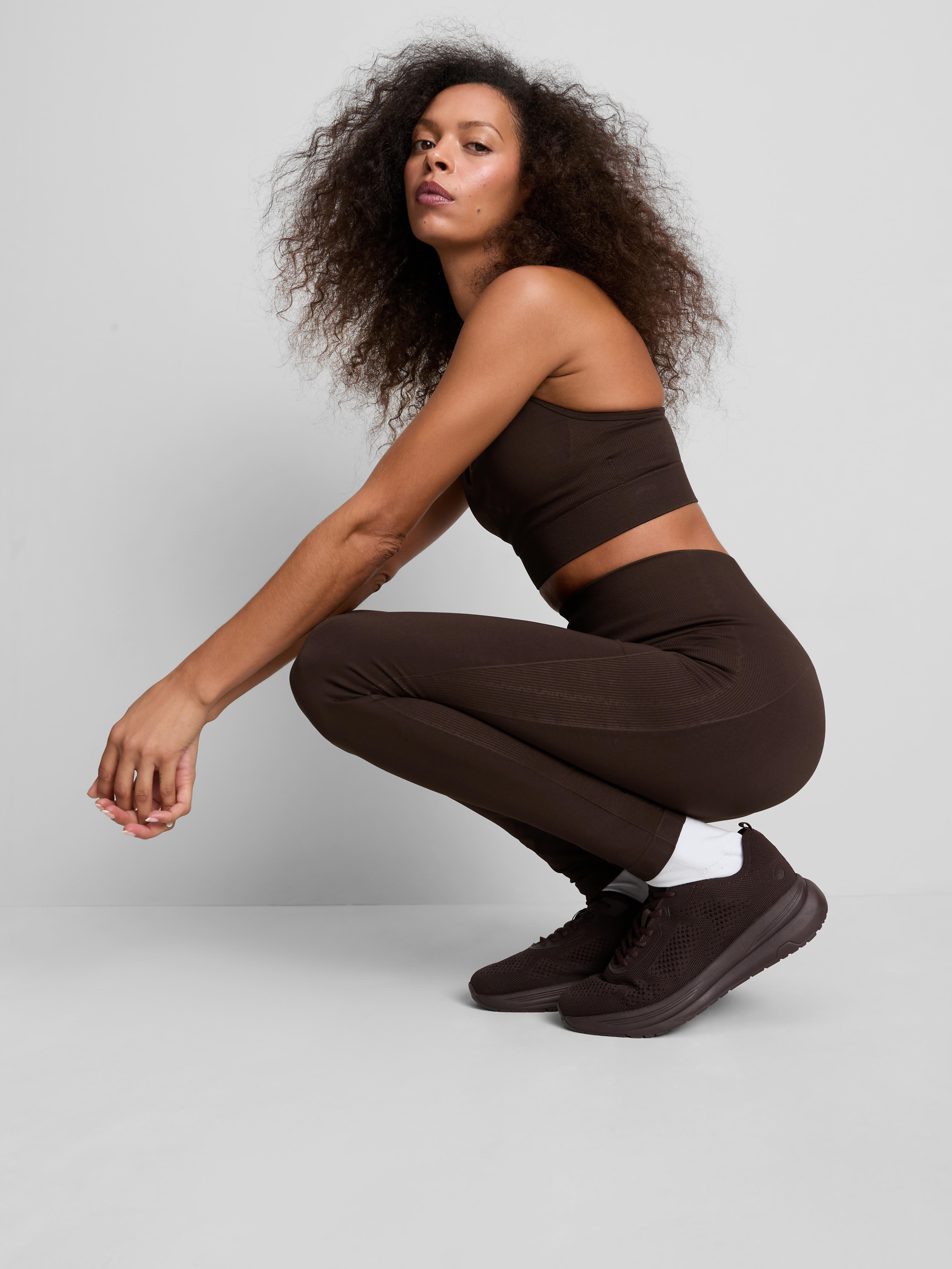 Seamless High-Waisted Active Leggings - Chocolate