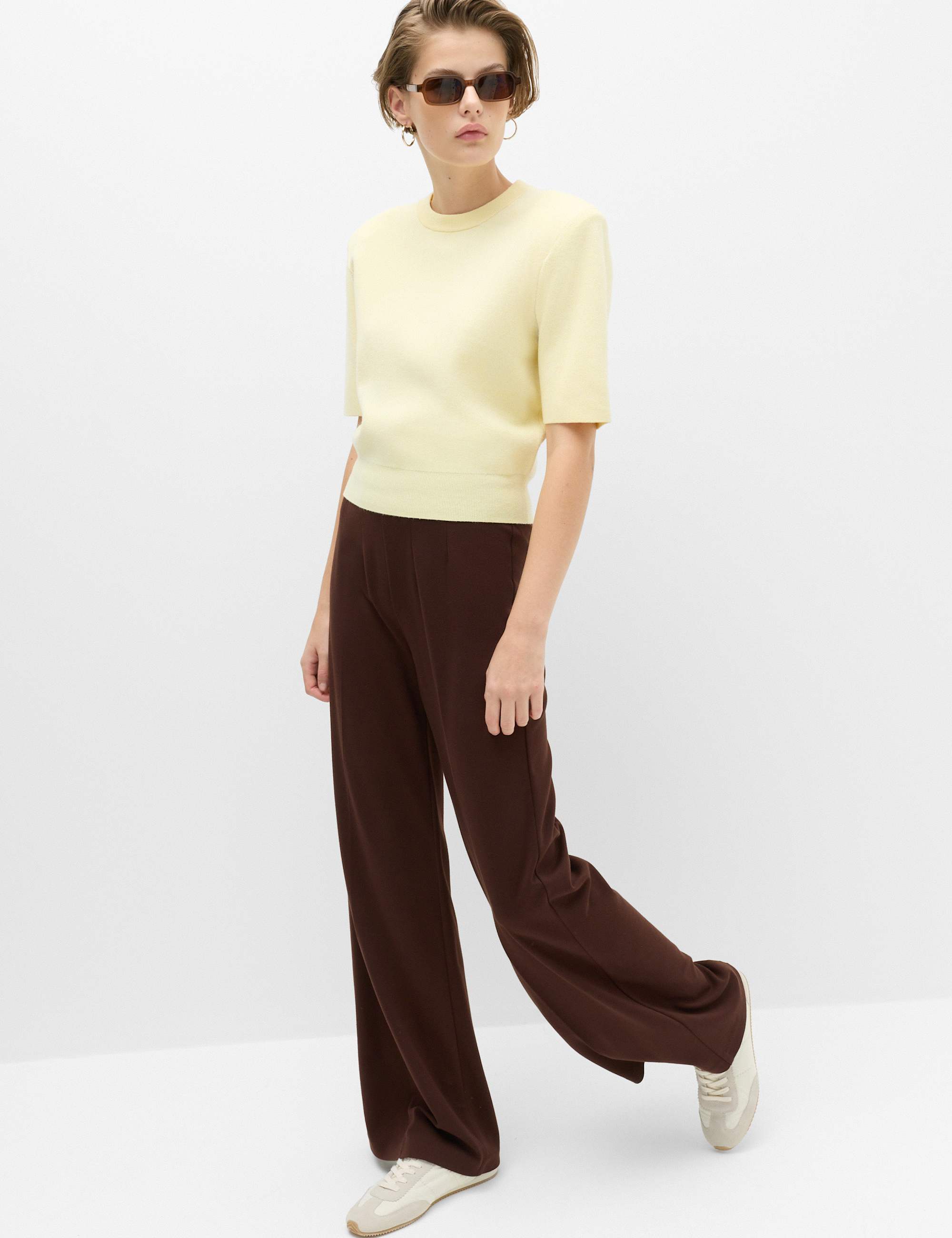 Jersey Wide Leg Trousers with Stretch