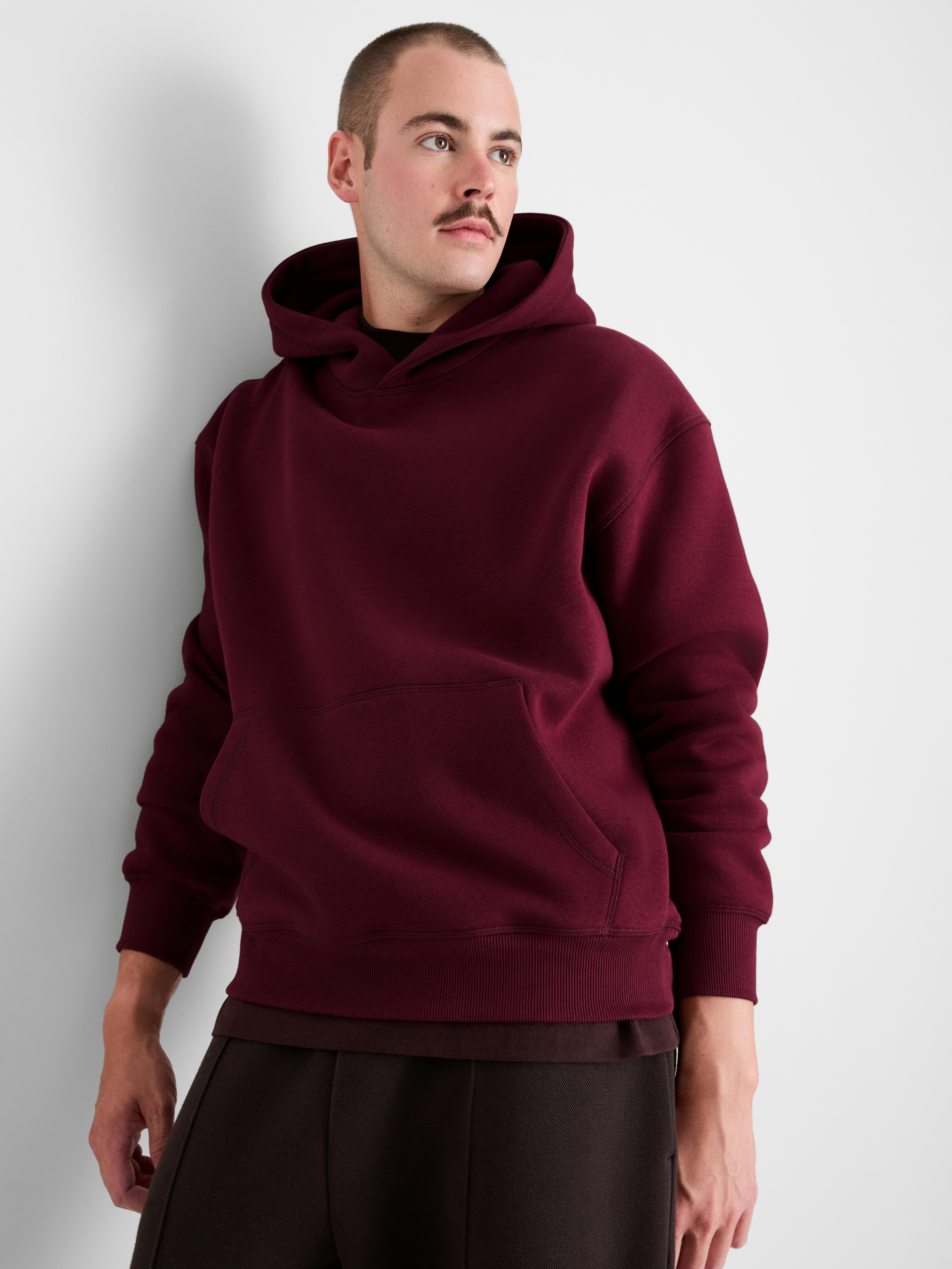 Oversized Pullover Hoodie - Wine