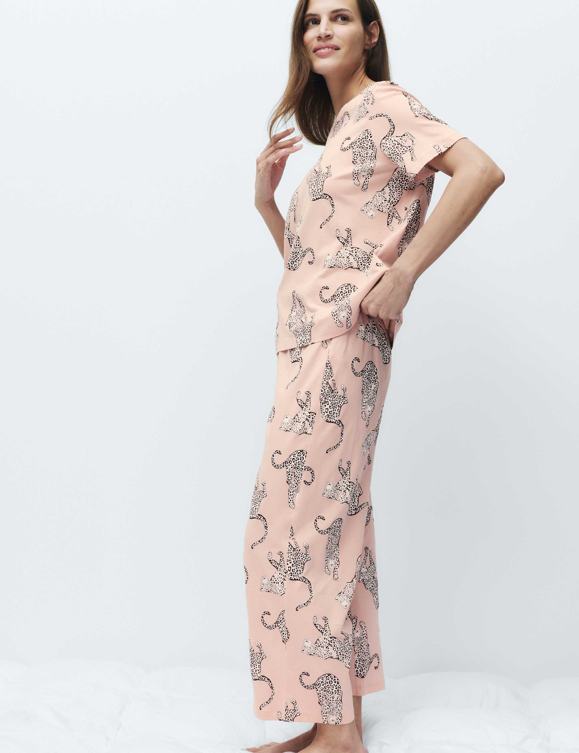 Pure Cotton Printed Cropped Pyjama Set