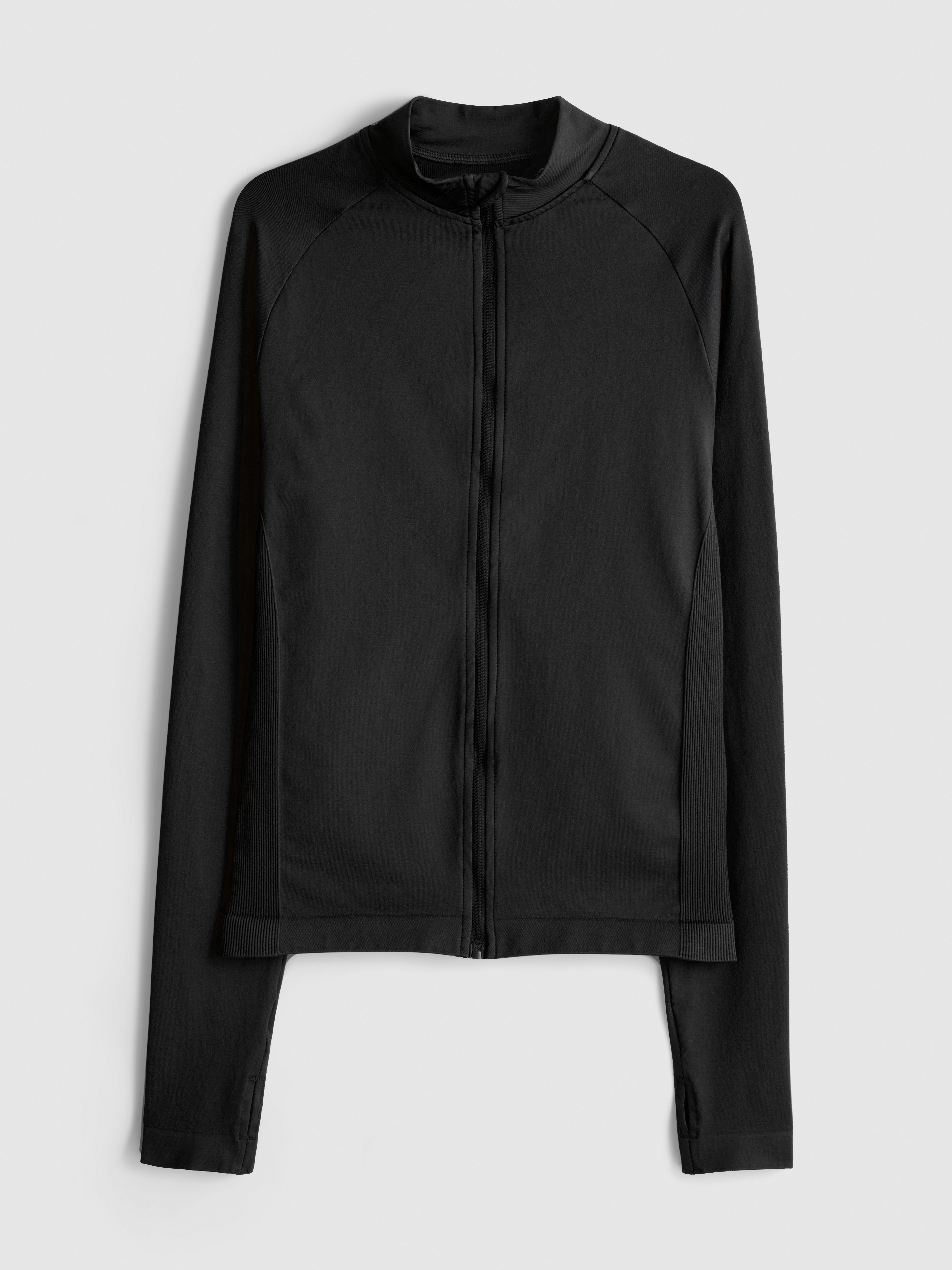 Seamless Zip Through Active Jacket - Black