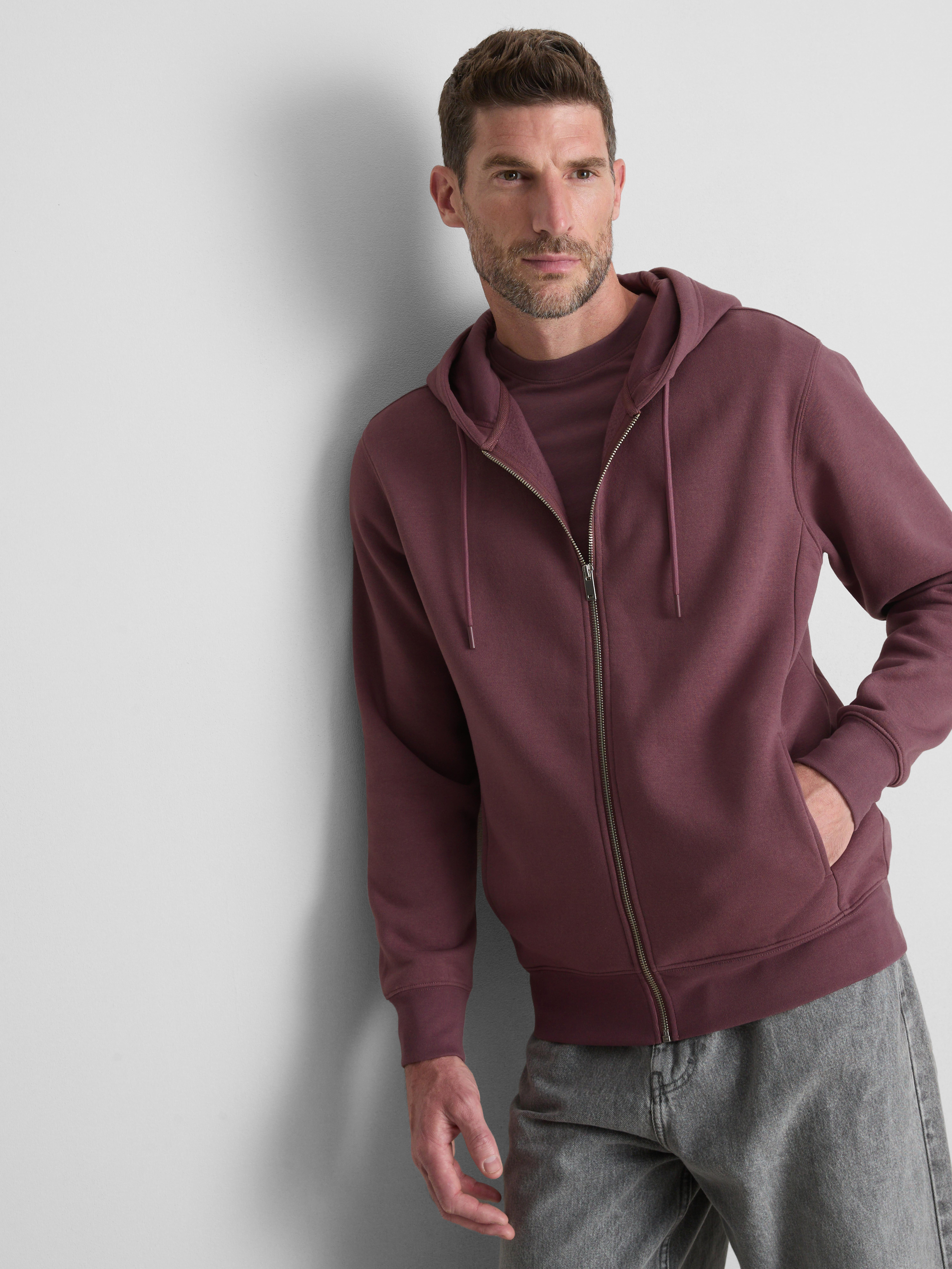 Regular-Fit Cotton-Blend Zip-Up Hoodie - Plum
