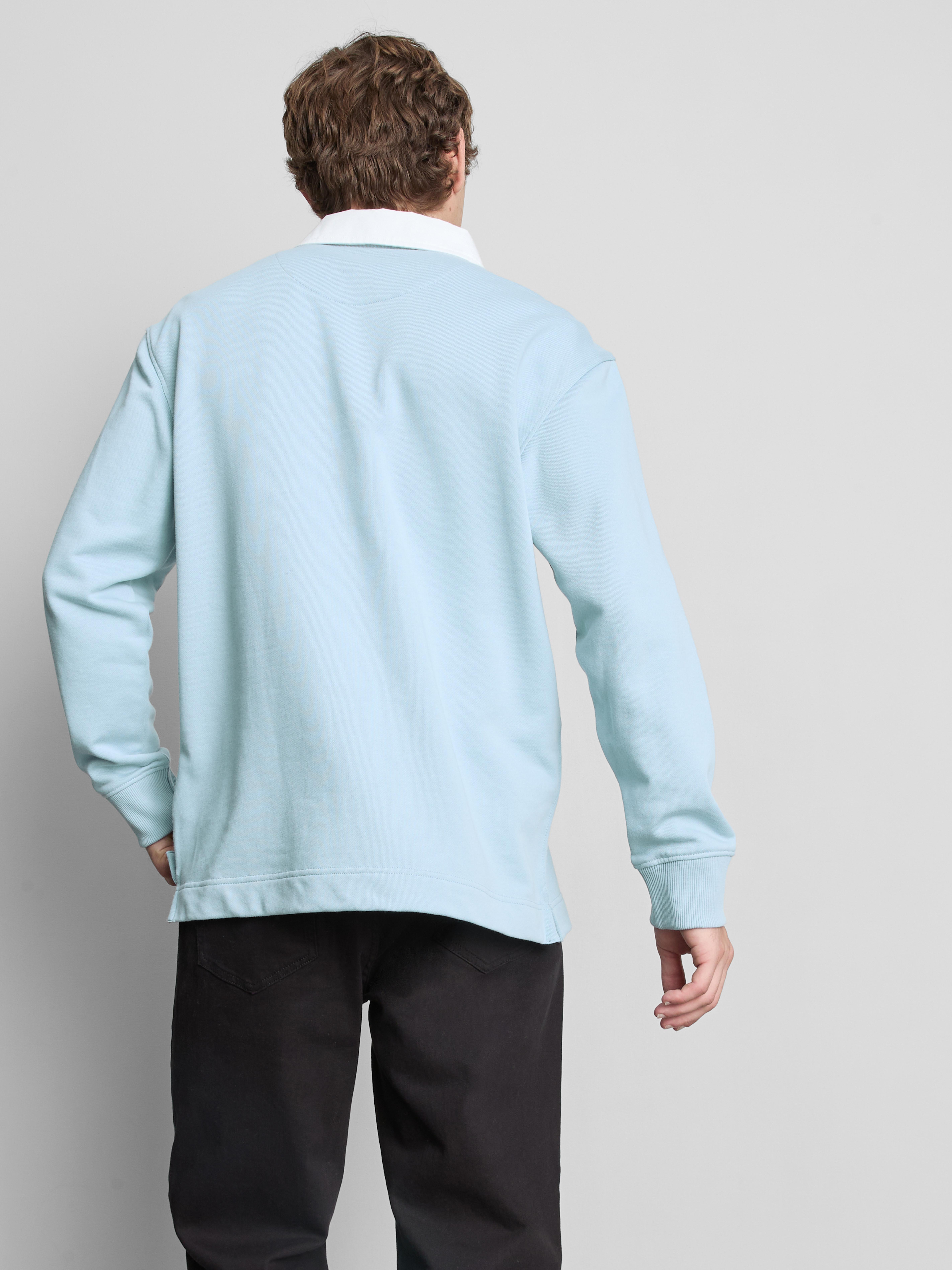Cotton-Rich Oversized Collared Shirt - Light Blue