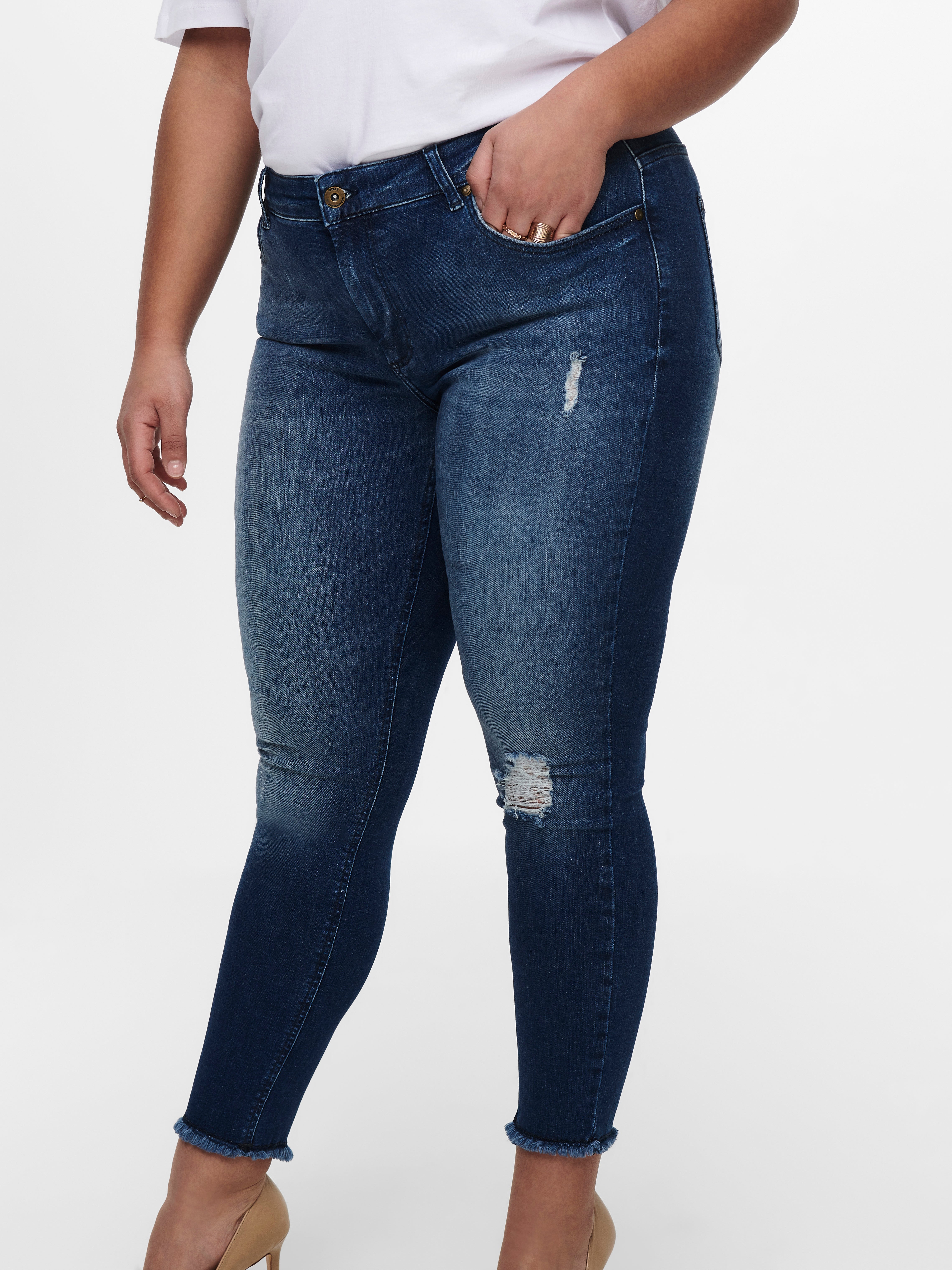 CARWILLY Regular waist Skinny Fit Ankle length Jeans Medium Blue Denim
