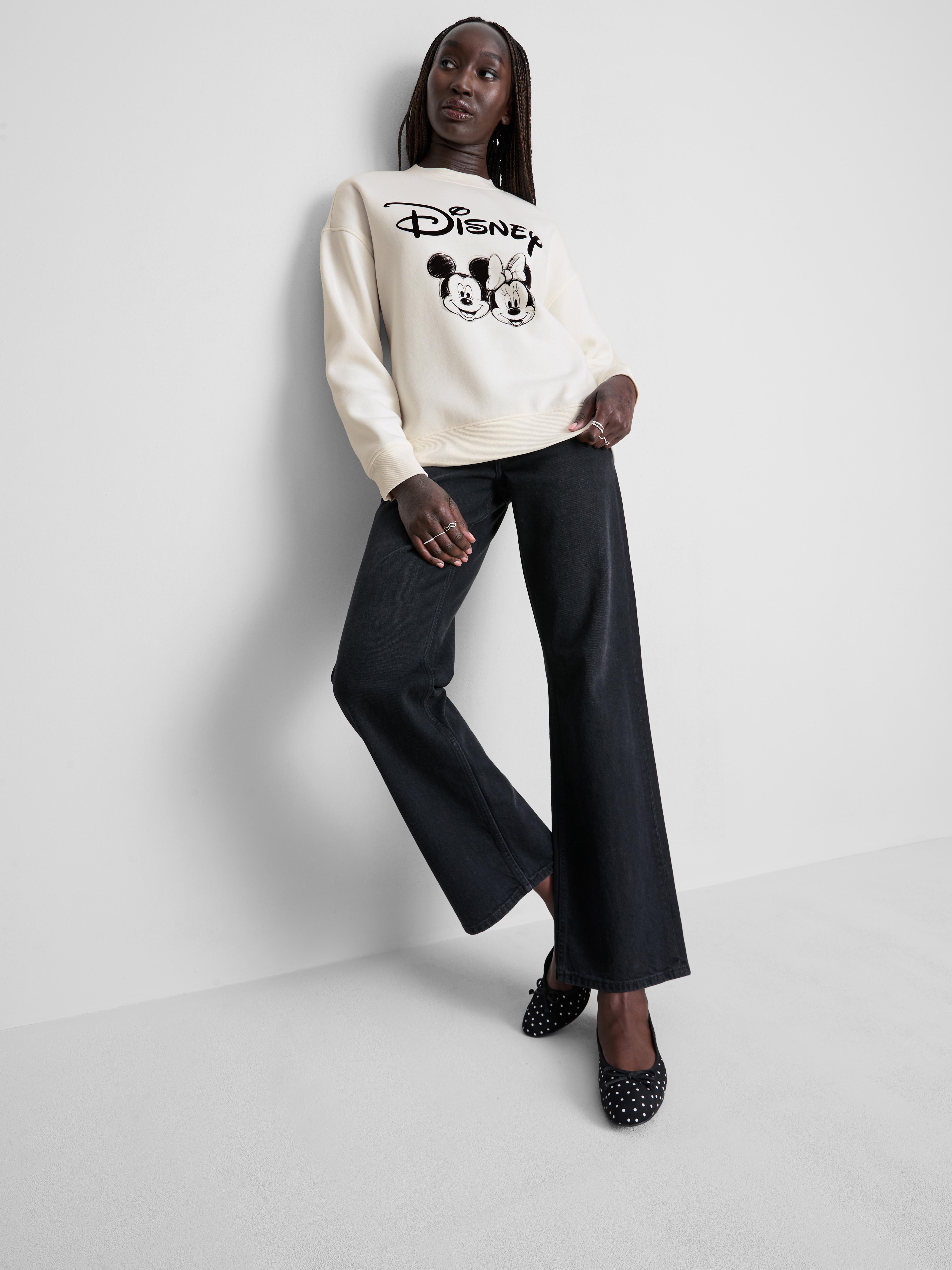 Disney's Mickey And Minnie Mouse Graphic Sweatshirt - Ivory