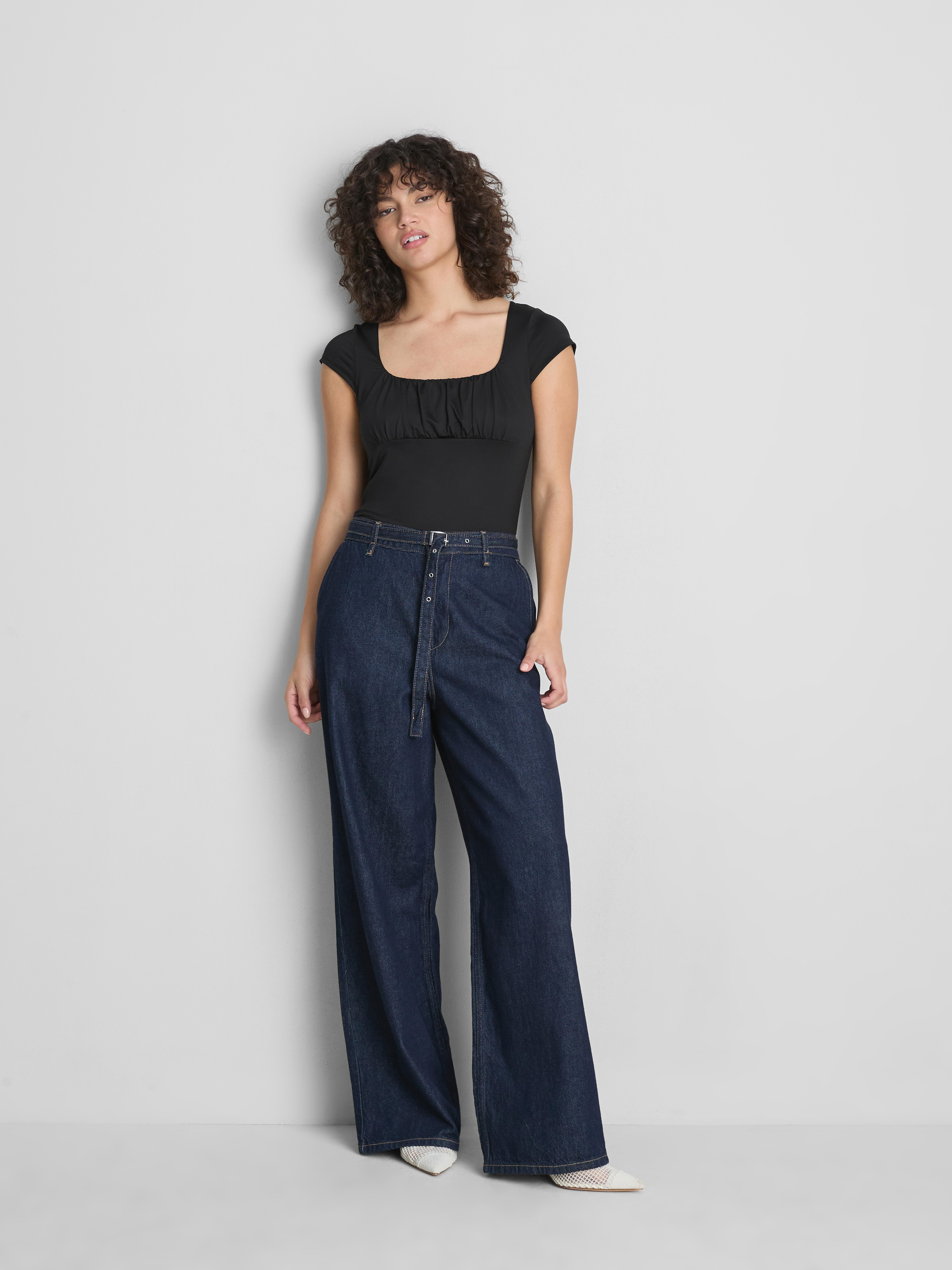Cap-Sleeve Corset Top - Black