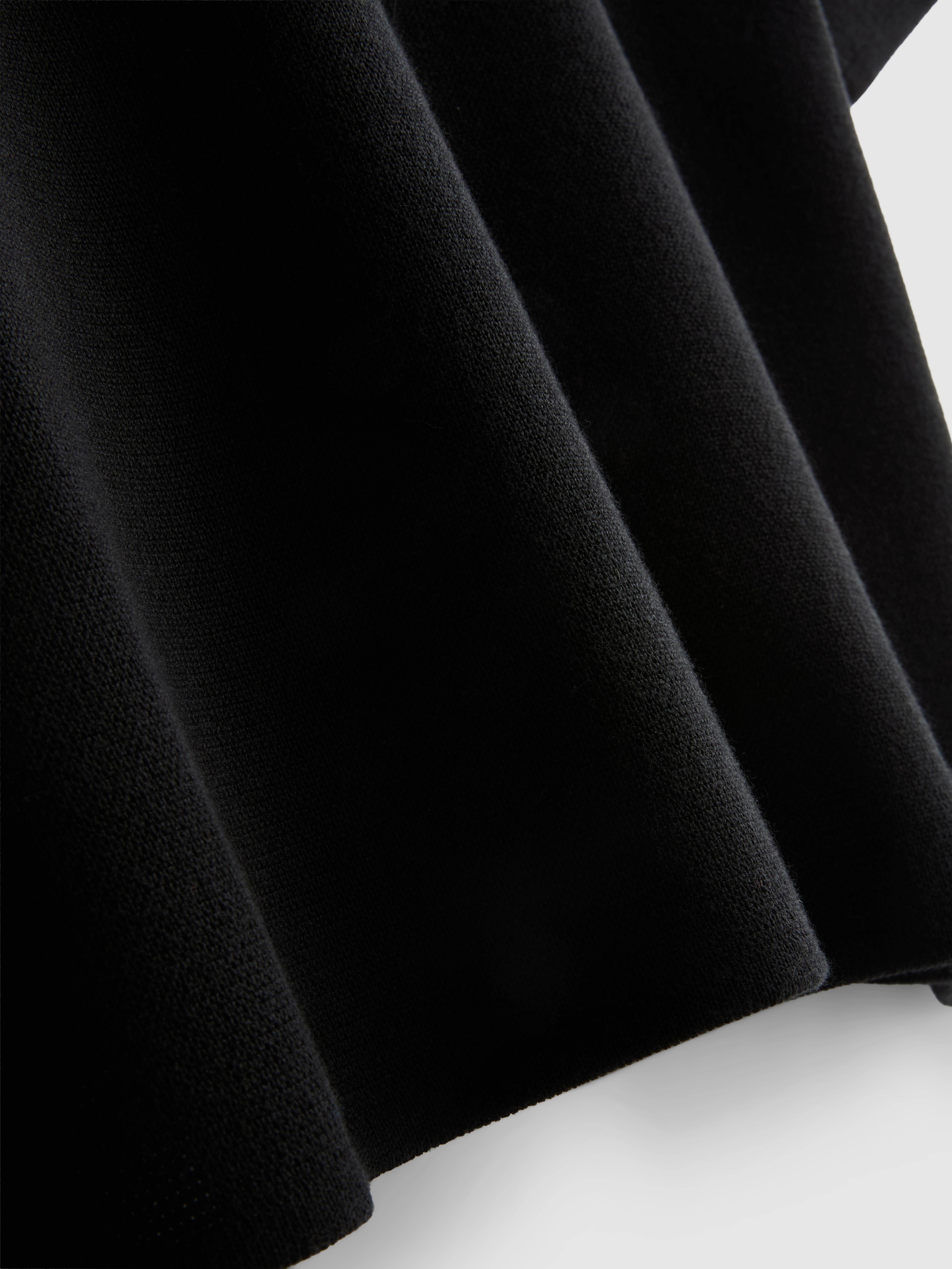 Boxy Compact Knit Tee - Black