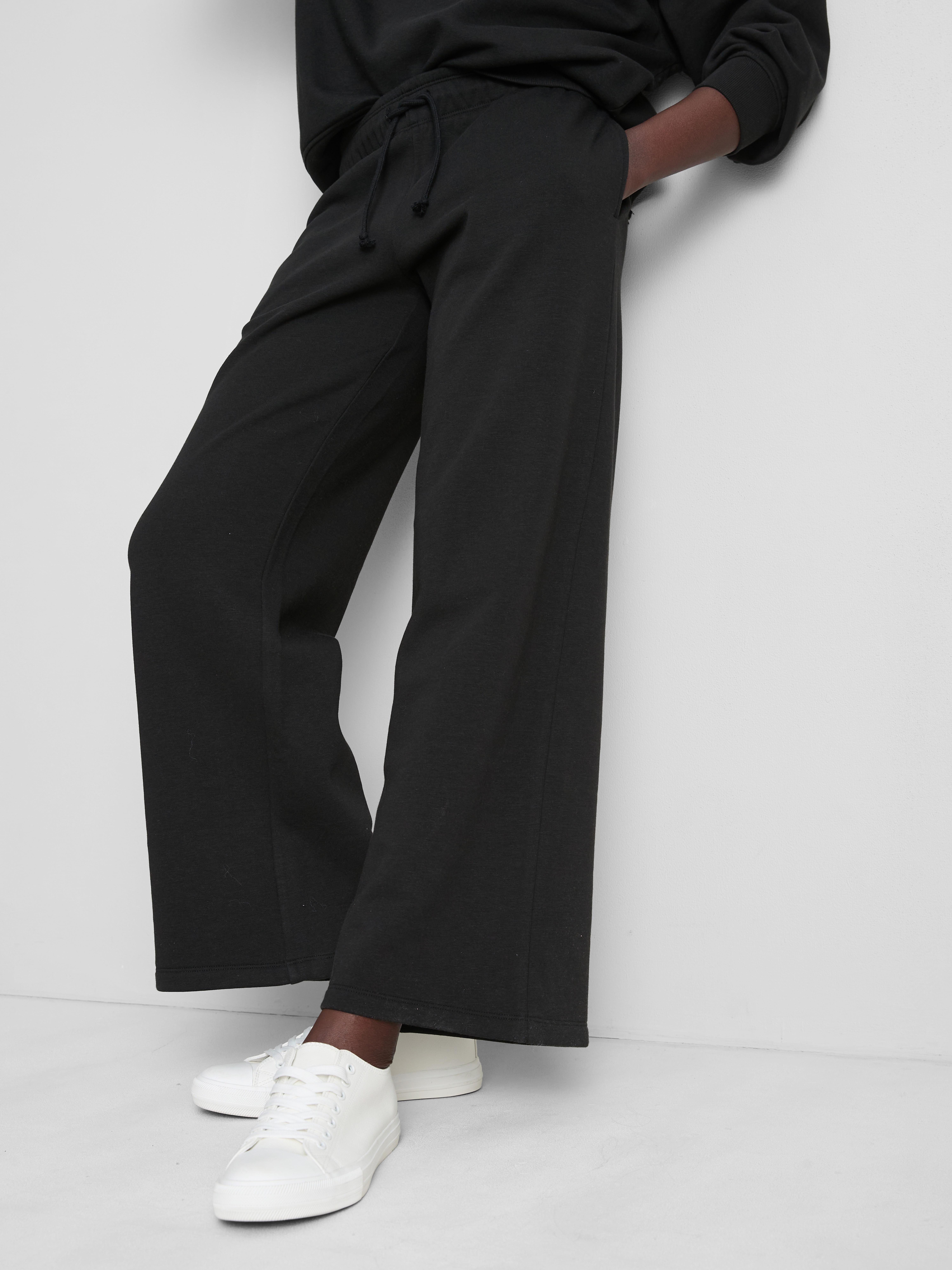 Cotton-Rich Wide-Leg Appliqué Joggers - Black