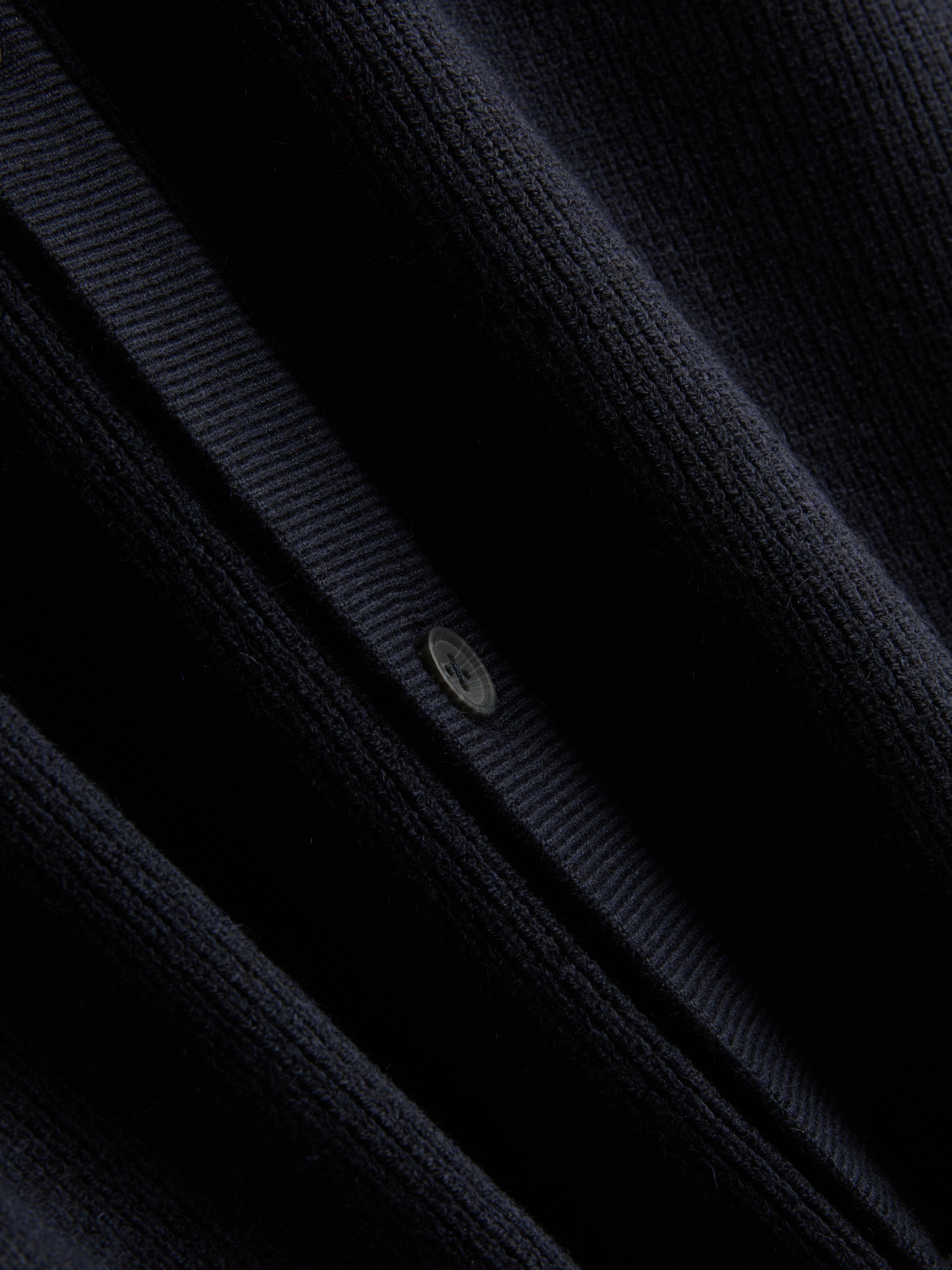 Wool Blend Knitted Cardigan - Navy
