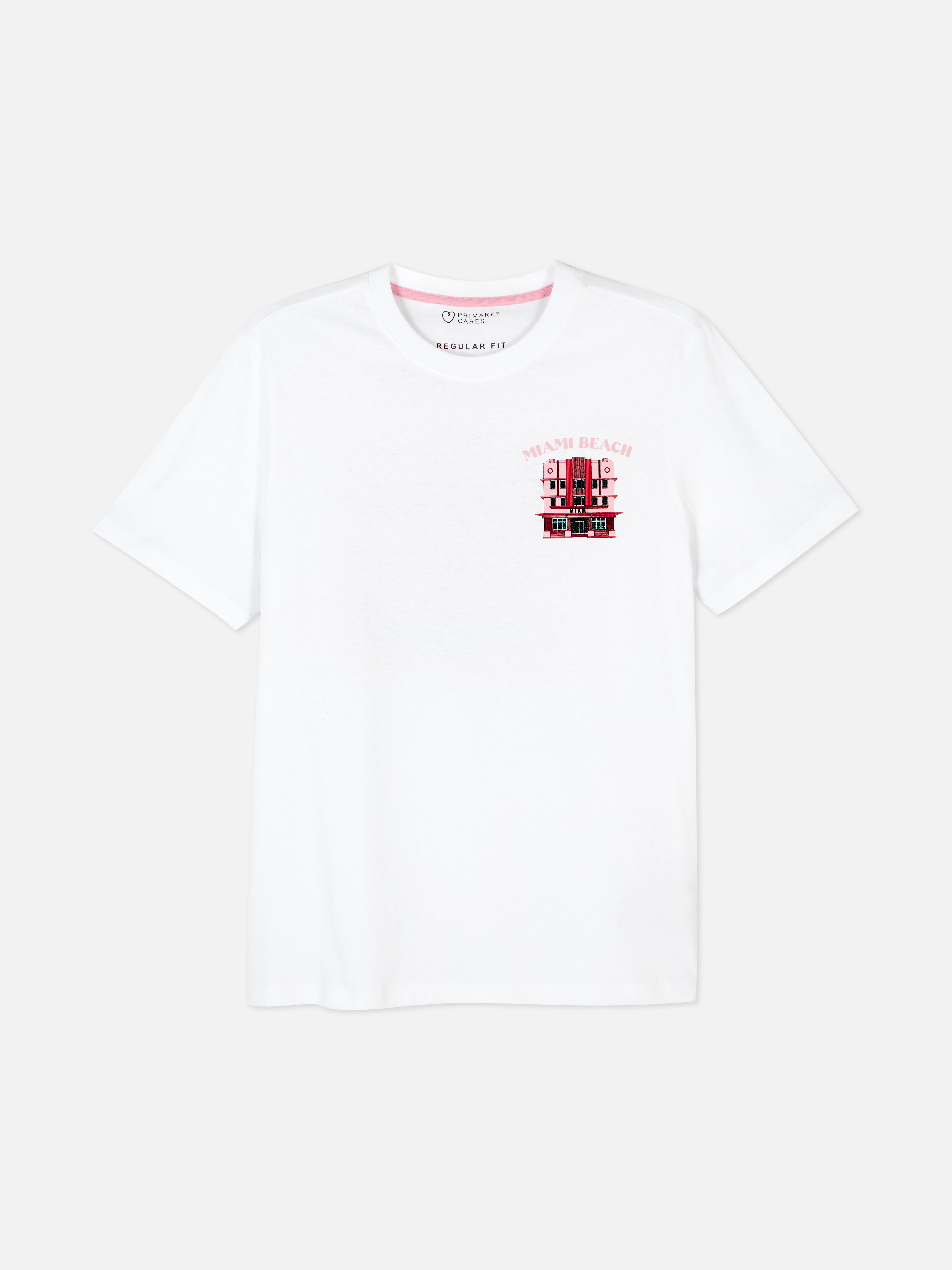 Miami Beach House Illustrations T-Shirt - White