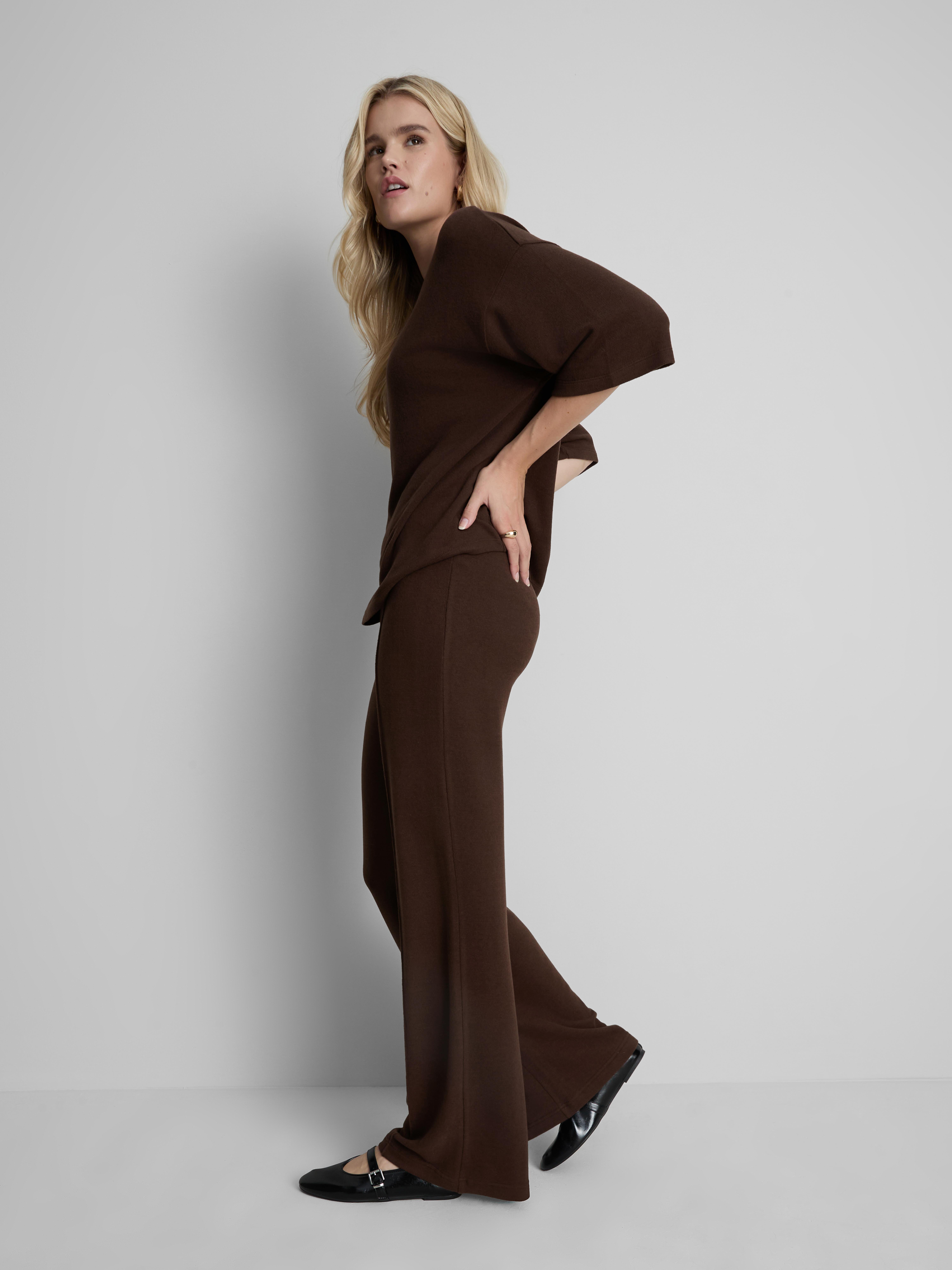 Cozy Wide Leg Sweatpants - Chocolate